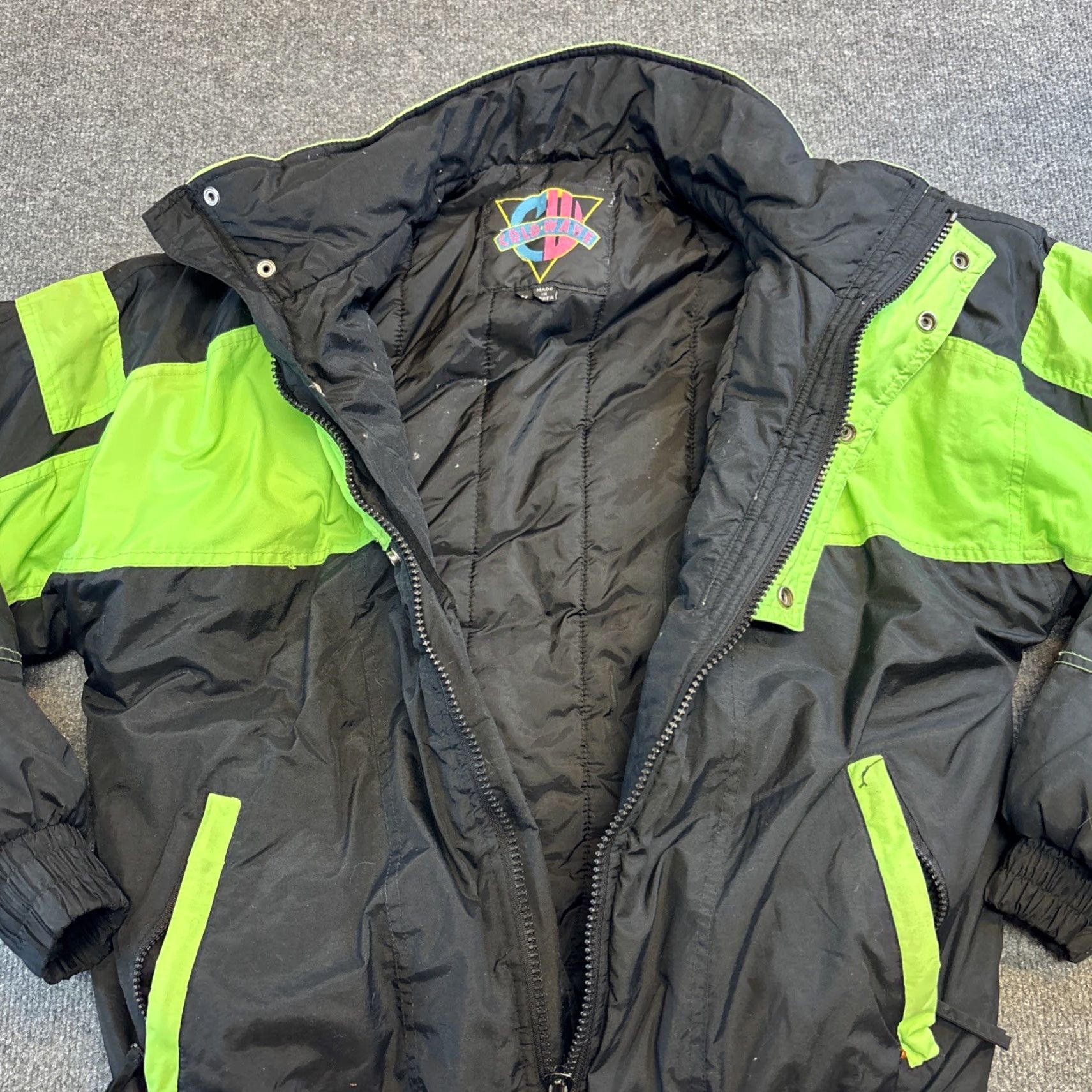 Vintage VINTAGE Cold Wave Jacket Mens M Neon Green Black Snowmobile Outdoor Winter 90s Men Jacket Winter Sports Grunge Size US M / EU 48-50 / 2 - 6 Thumbnail