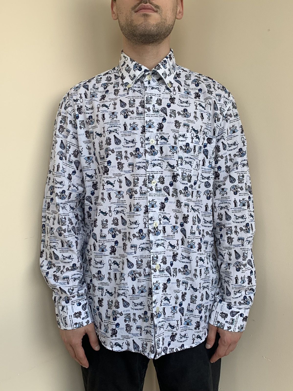 Japanese Brand Vagiie Circus Print Long Sleeve Shirt by Leggiuno Size 50 Size US M / EU 48-50 / 2 - 3 Thumbnail