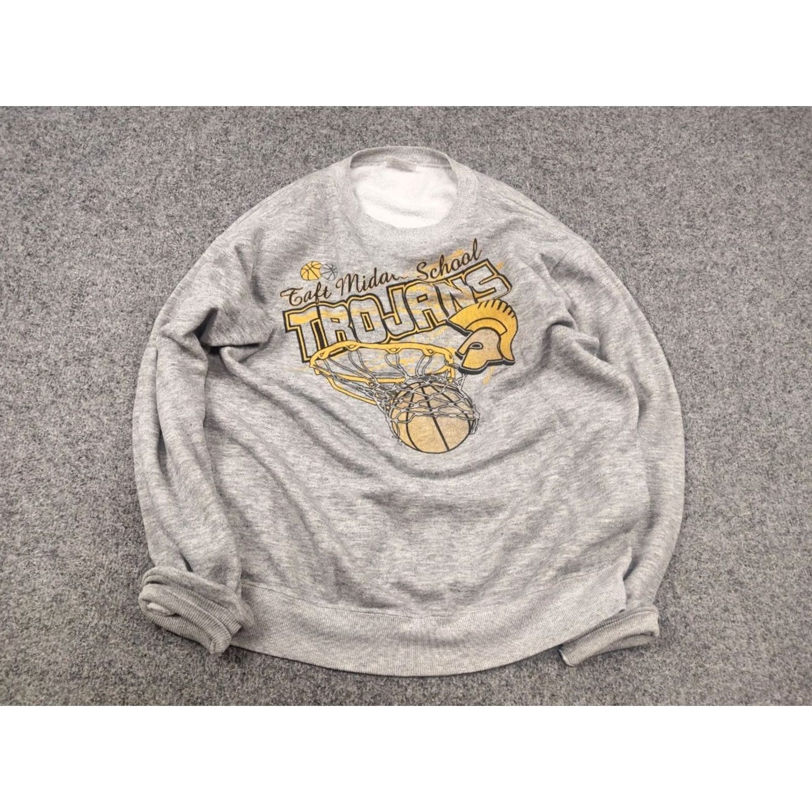 Logo 7 VINTAGE Taft Middle School TROJANS basketball graphics Logo Gray Sweatshirt Size US L / EU 52-54 / 3 - 3 Thumbnail