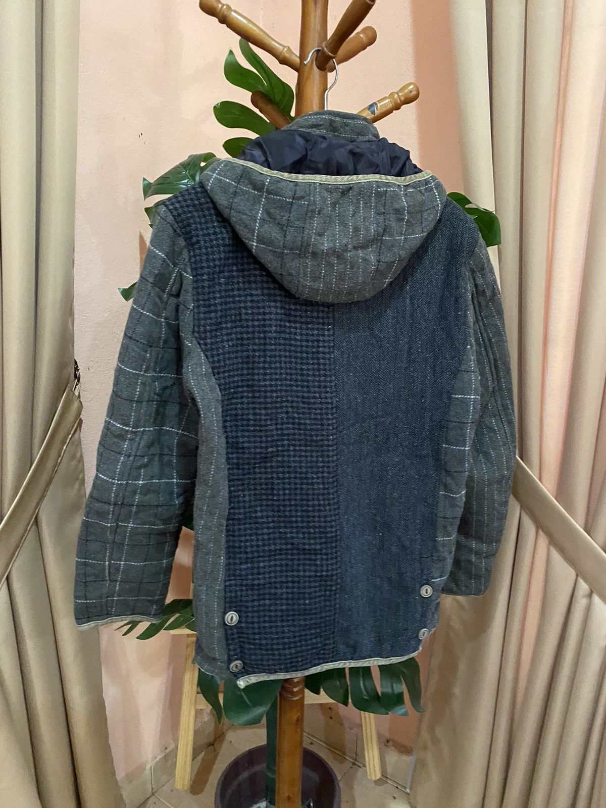 Japanese Brand CORISCO PATCHWORK HOODED WOOL JACKET Size US L / EU 52-54 / 3 - 7 Thumbnail