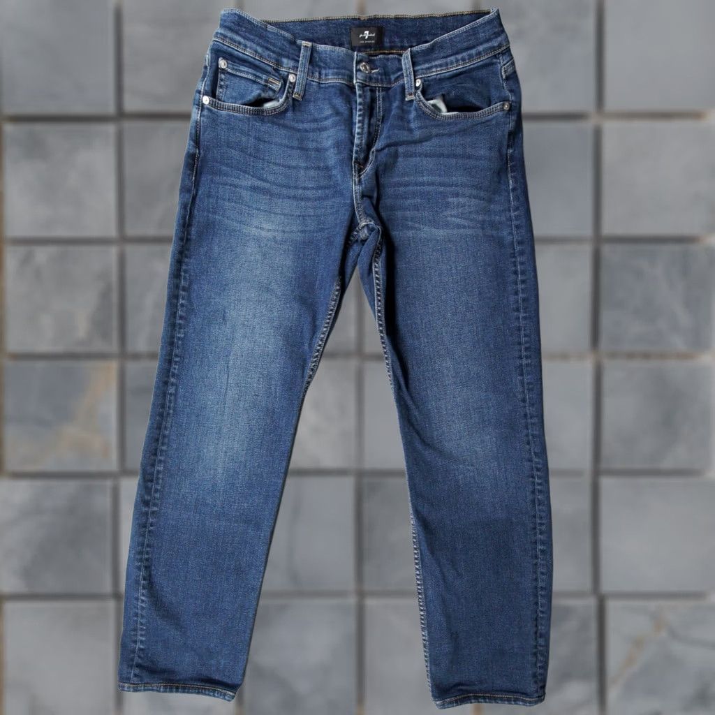 7 For All Mankind 7 for all Mankind Jeans Mens 32x28 Blue Denim Slimmy Stretch Casual Adult Size US 32 / EU 48 - 1 Thumbnail