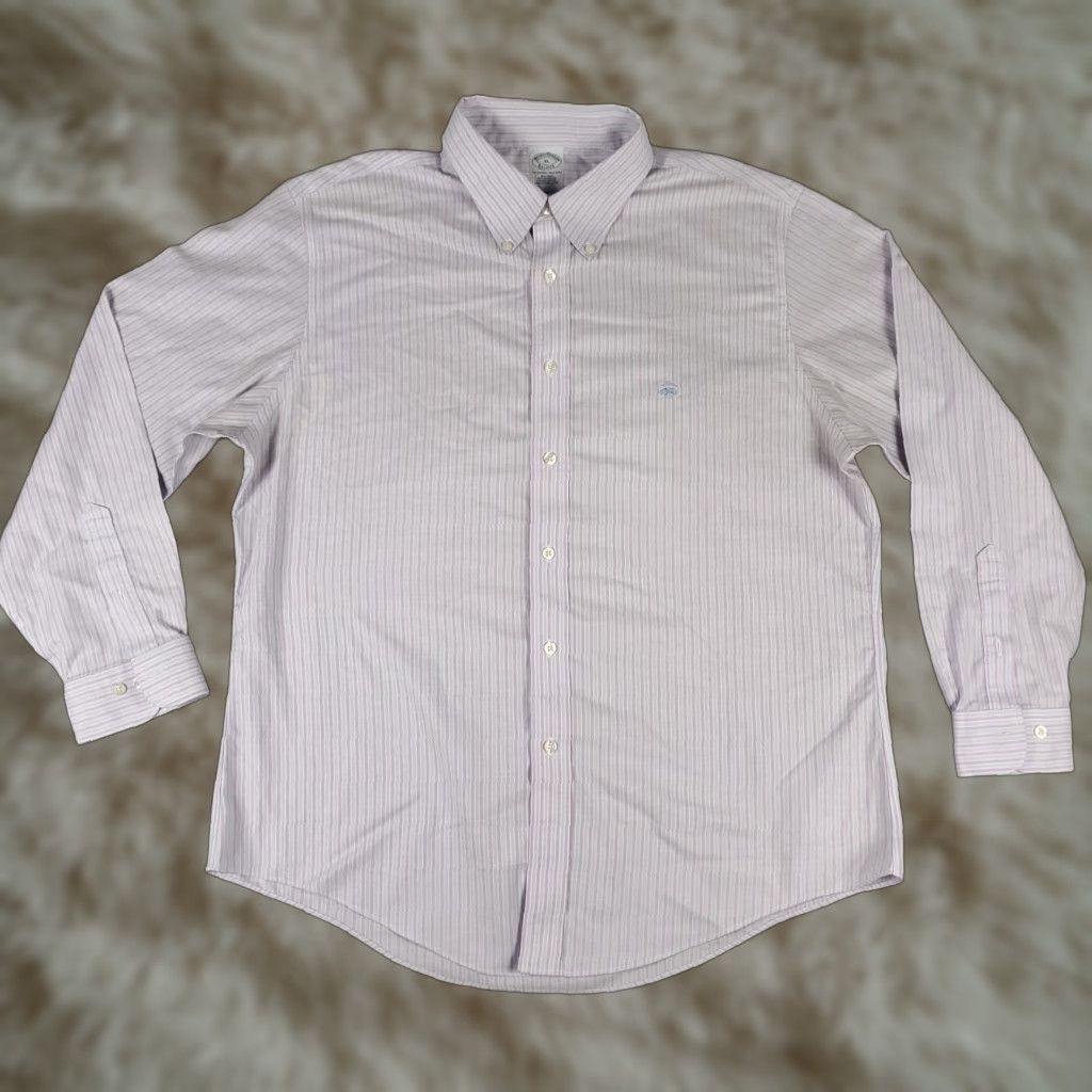 Brooks Brothers VINTAGE Brooks Brothers Shirt Mens XL Purple Striped Button-Up Long Sleeve Casual Business Formal 90s Theme Mens Size US XL / EU 56 / 4 - 1 Thumbnail