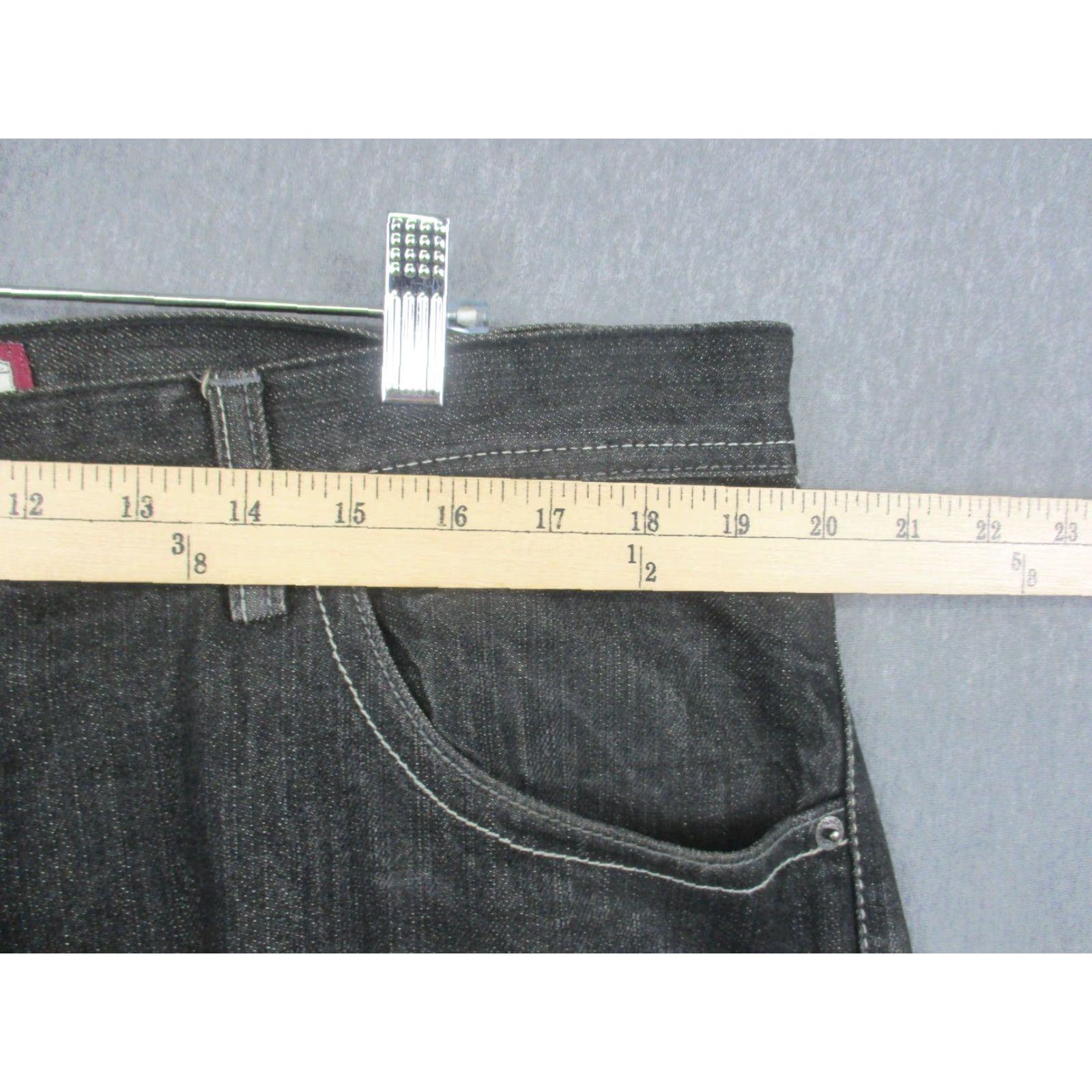 Denime Artful Dodger Jeans Mens 40 Black Denim Straight Leg Embroidered Pocket Knives Size US 40 / EU 56 - 3 Thumbnail