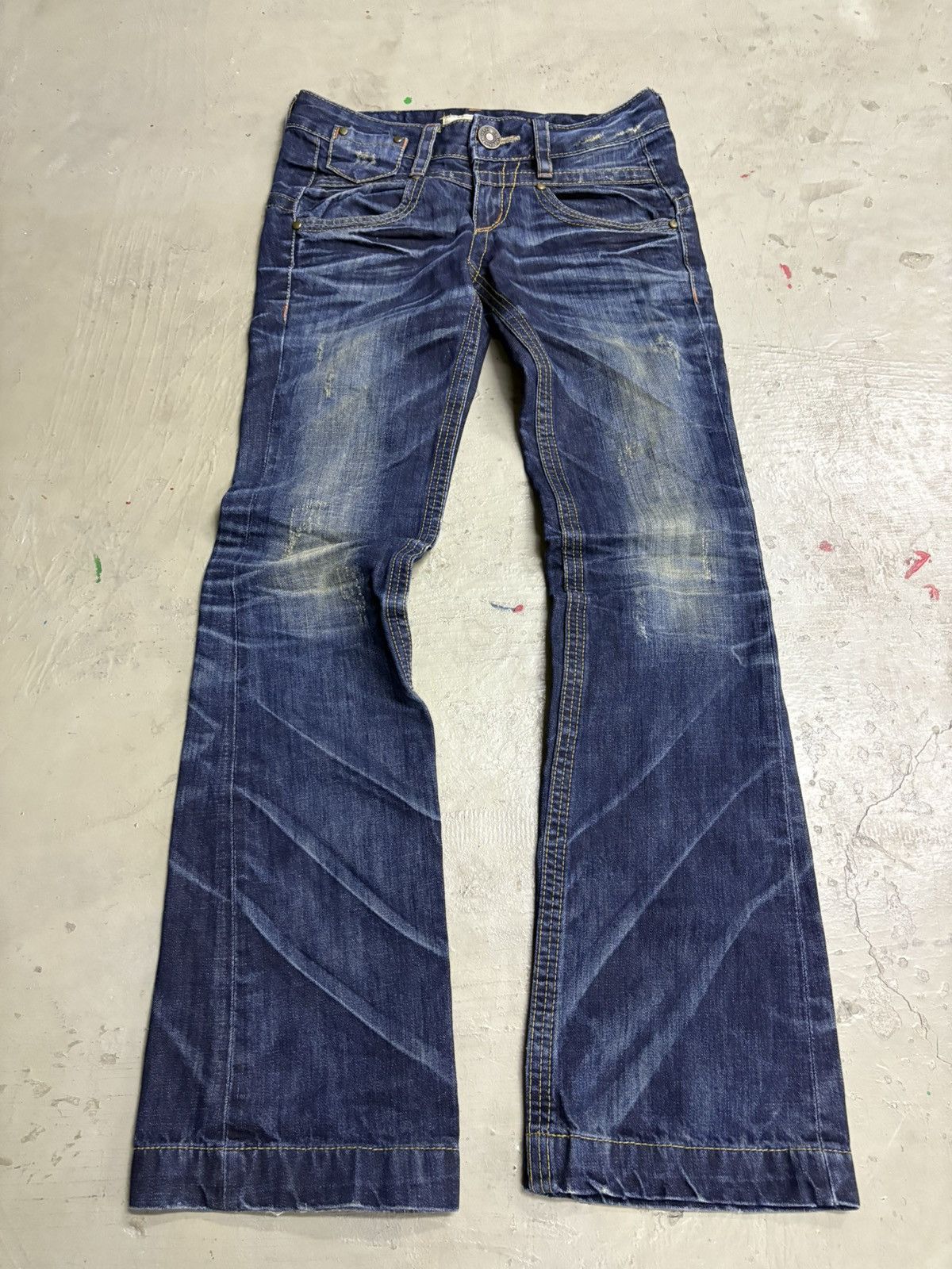 If Six Was Nine Japanese Brand Lolita Mud Wash Flare Heavy Distressed Jeans Size US 30 / EU 46 - 1 Thumbnail