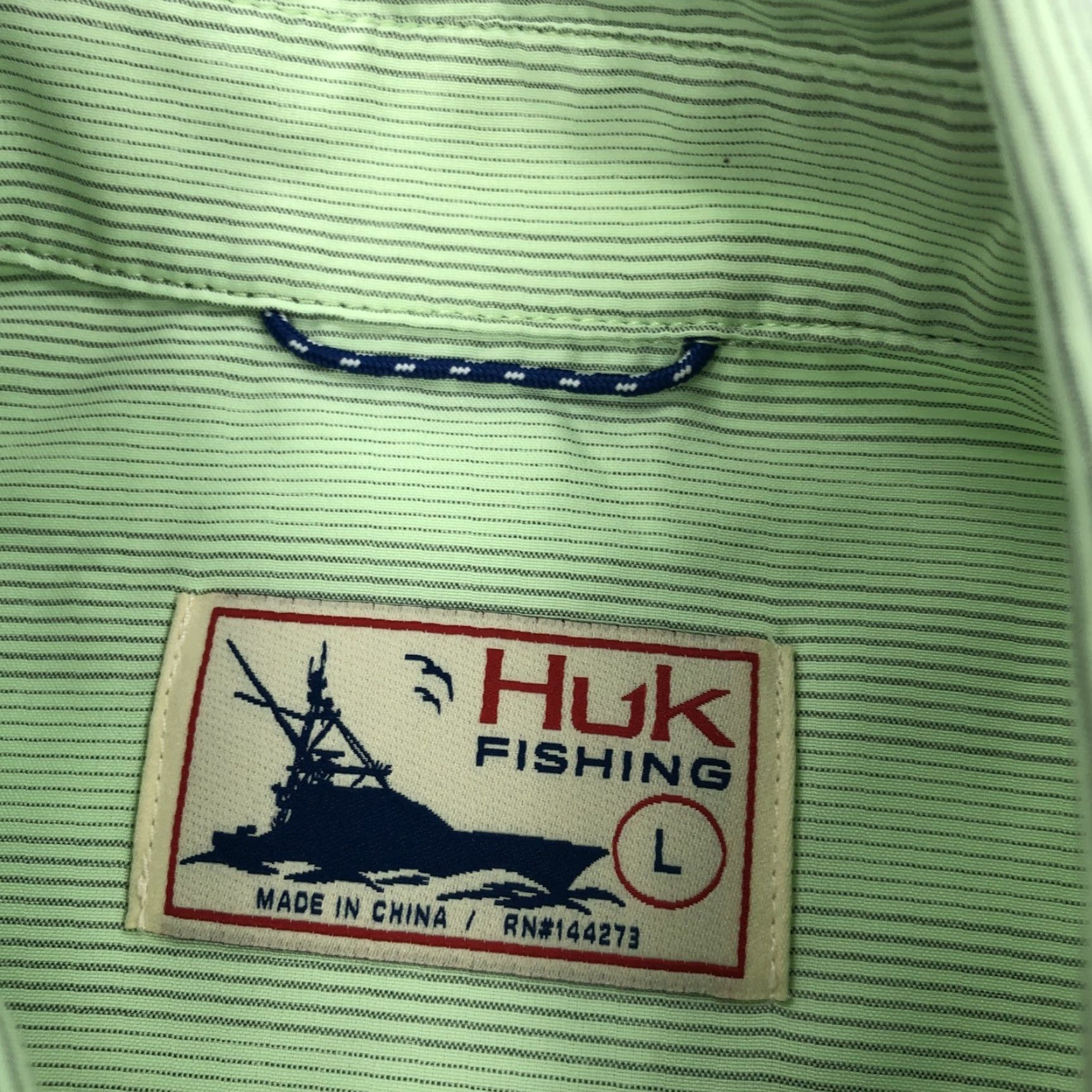 Vintage Huk Fishing Shirt Striped Short Sleeve Button-Down Mens L Green Size US L / EU 52-54 / 3 - 3 Thumbnail