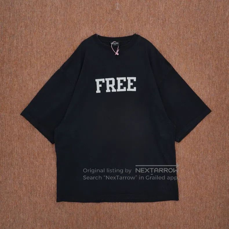 Balenciaga Balenciaga FREE Letter Black Destroyed Short Sleeve Size US M / EU 48-50 / 2 - 1 Thumbnail