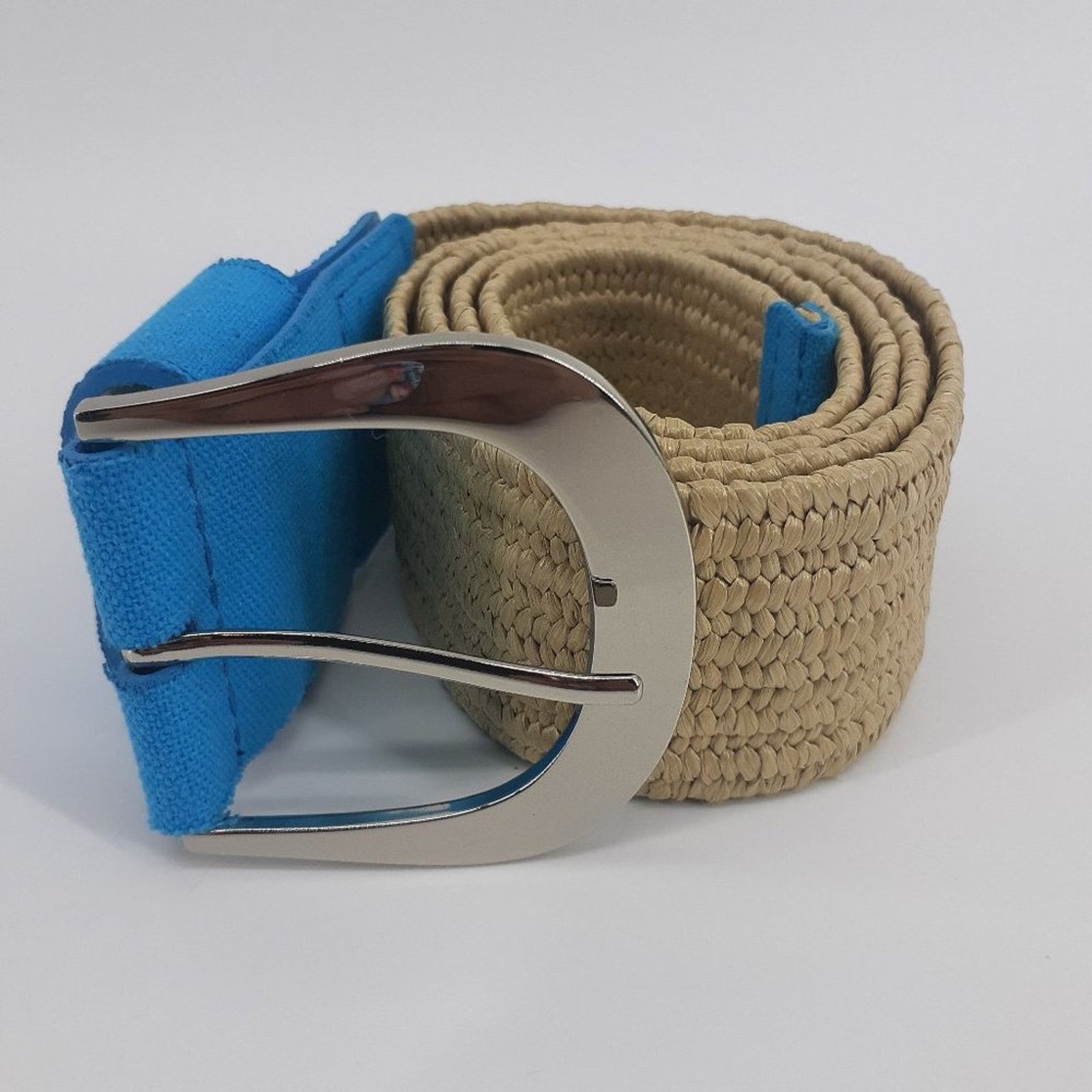 Nine West Nine West Women's Tan Bright Sky Blue Single Prong Belt XL Size ONE SIZE - 5 Thumbnail