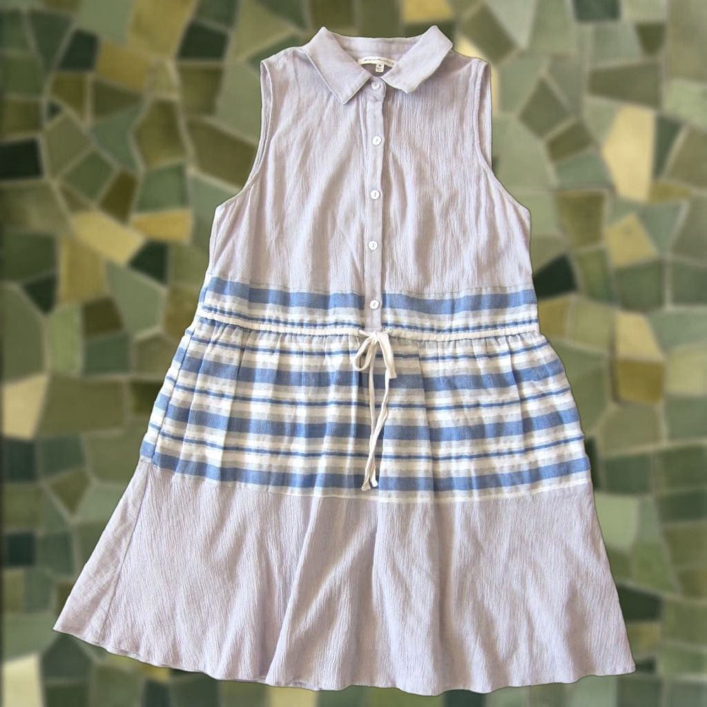 Vintage Symphony Shirt Dress Sleeveless Collared Tunic Cotton Gauze Stripe M Women Size M / US 6-8 / IT 42-44 - 1 Thumbnail