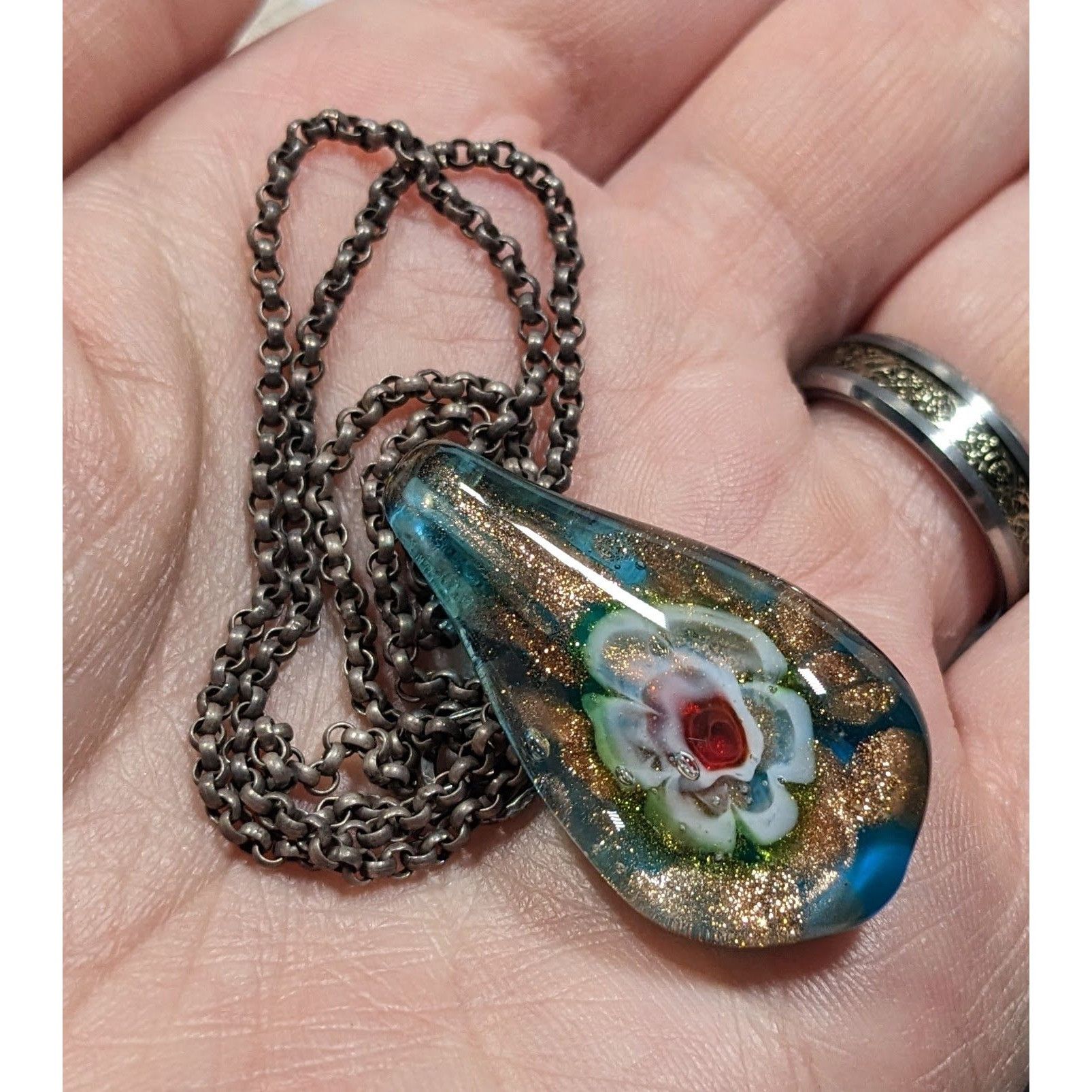 Other Floral Cottagecore Handblown Glass Pendant Necklace Size ONE SIZE - 7 Thumbnail
