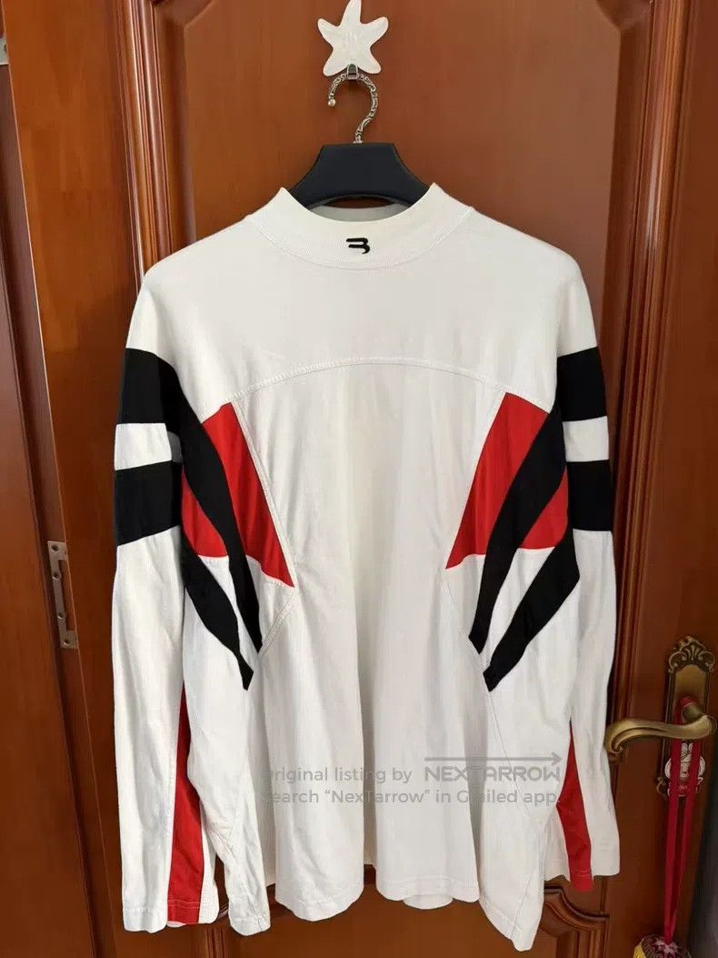 Balenciaga Balenciaga White red black color block long-sleeve T-shirt Size US M / EU 48-50 / 2 - 1 Thumbnail