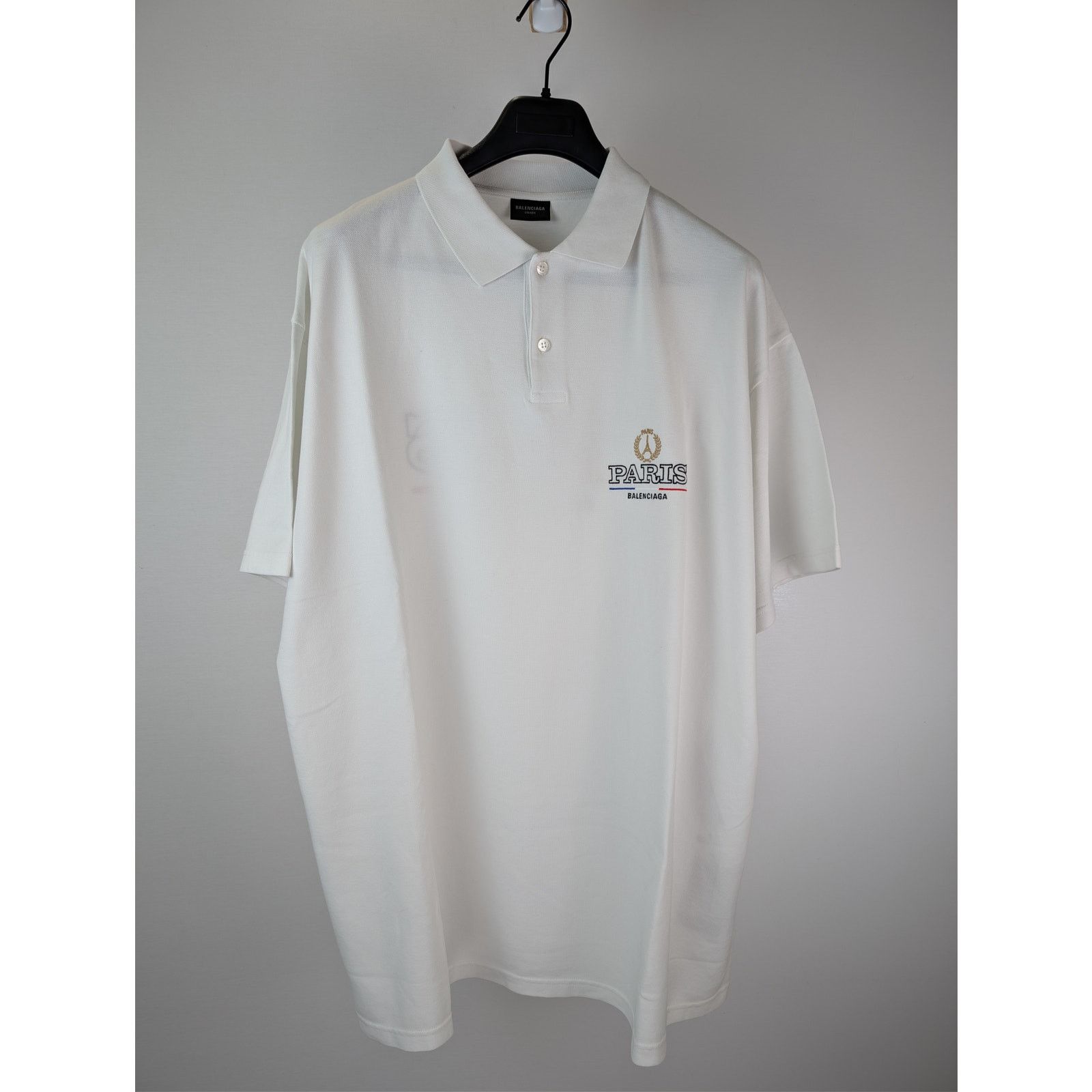 Balenciaga o1rshd1 Champion City Pique Polo Shirt in Dirty White Size US XXL / EU 58 / 5 - 2 Thumbnail