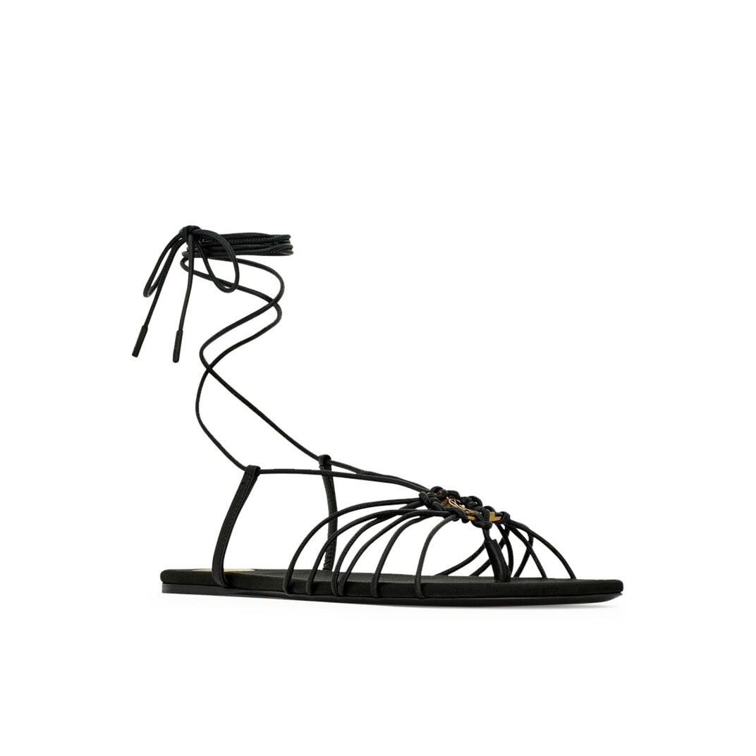 SAINT LAURENT Babylone Black Leather Sandals New And Authent