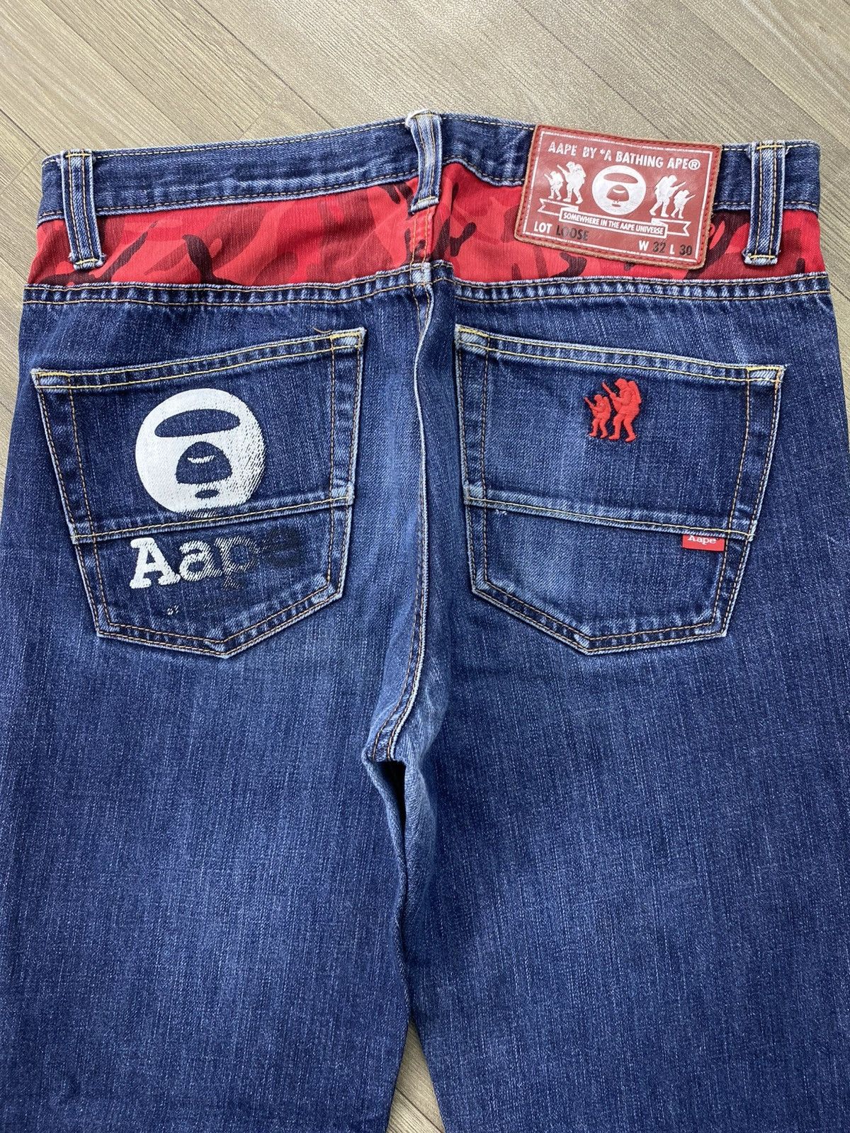 Aape Vintage Aape By A Bathing Ape Bape Embroidery Selvedge Denim Size US 32 / EU 48 - 3 Thumbnail