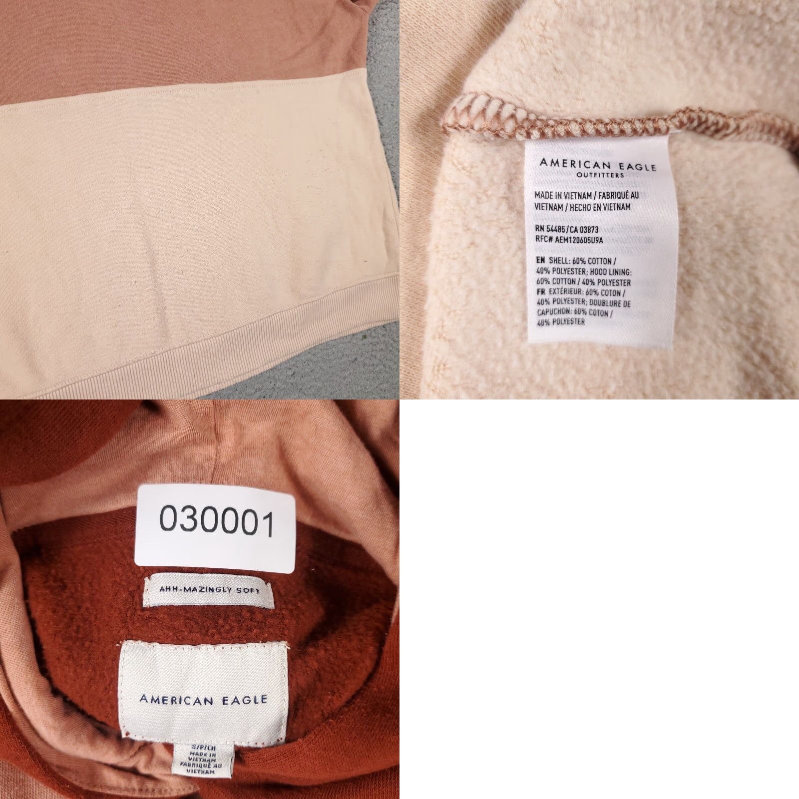 American Eagle Outfitters American Eagle Womens Small Peach Beige Oversized Hoodie Sweater Size S / US 4 / IT 40 - 8 Thumbnail