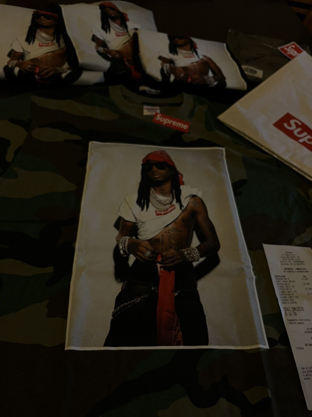 Supreme CARTI x SUPREME PHOTO TEE BLACK / WHITE / CAMO ALL COLOR Size US M / EU 48-50 / 2 - 2 Thumbnail