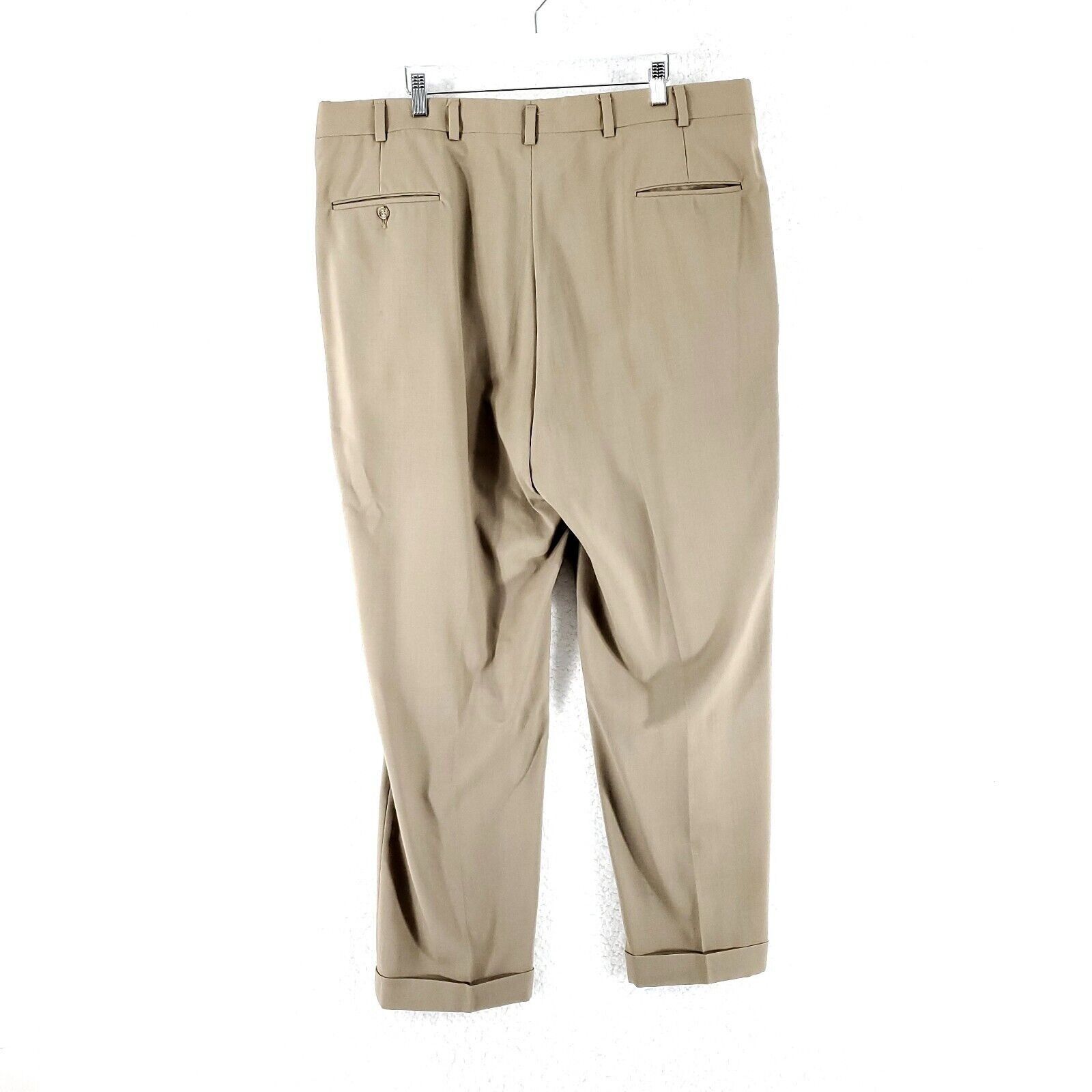 Hart Schaffner Marx Hart Schaffner Marx Virgin Wool Pleated Cuffed Tan High Rise Size 40R - 2 Thumbnail