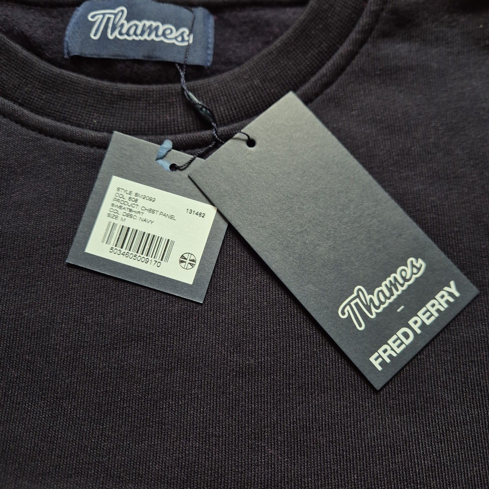 Thames Thames x Fred Perry Chest Panel Sweatshirt Black Medium SS19 Size US M / EU 48-50 / 2 - 4 Thumbnail