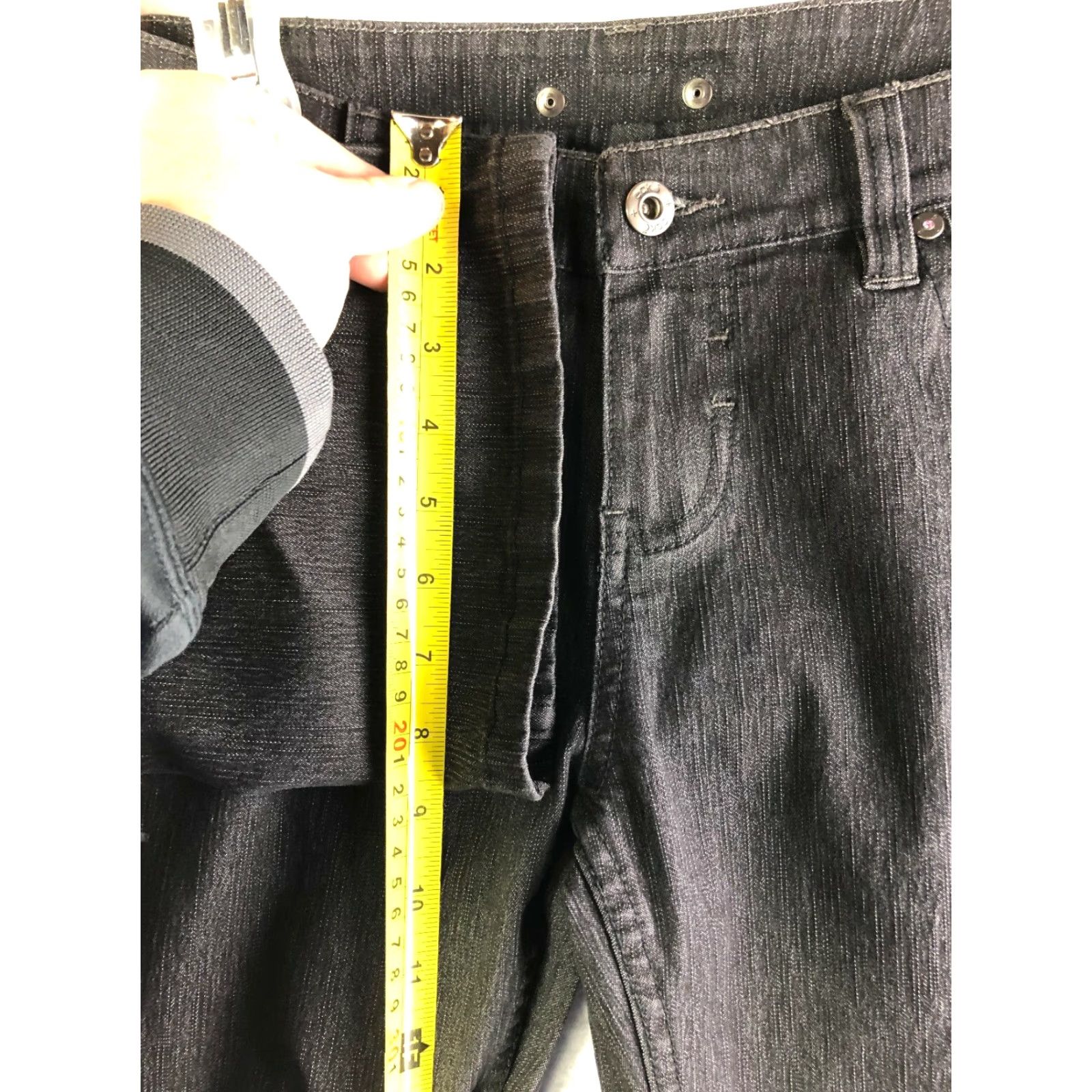 Denime Ecko Red Jeans Womens Size 11 Black Denim Straight Leg Mid Rise Regular Inseam 29.5in — Cotton Denim Jeans, Zip, Logo, Dark Wash, Pre-owned Size 32" / US 10 / IT 46 - 4 Thumbnail
