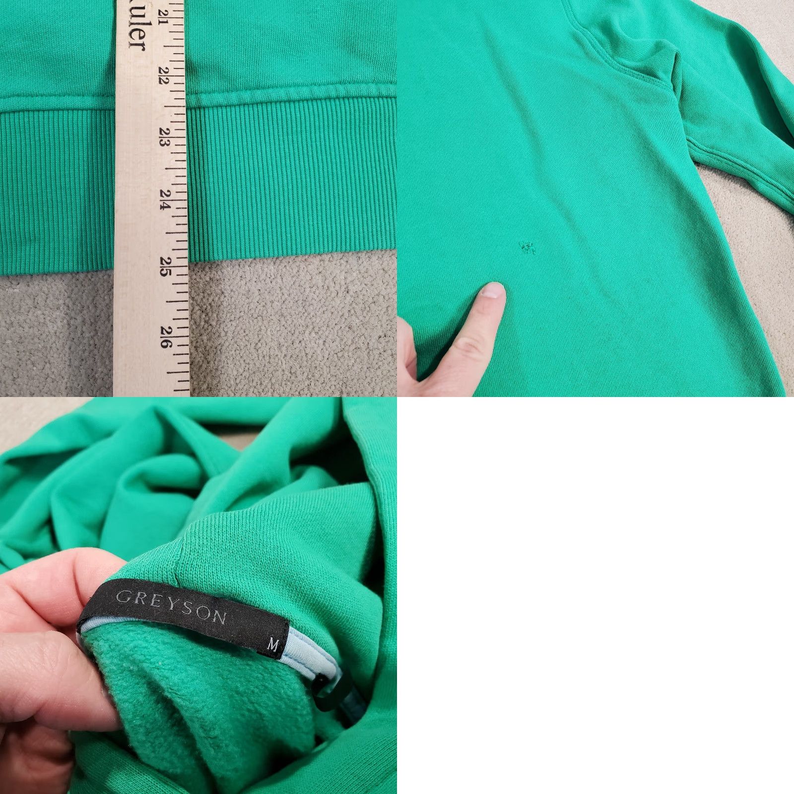 Vintage Greyson Hoodie Mens M Green Solid Pullover Pocket Logo Sweatshirt Sweatshirt Pullover Casual Men Regular Green 90s? Size US M / EU 48-50 / 2 - 8 Thumbnail