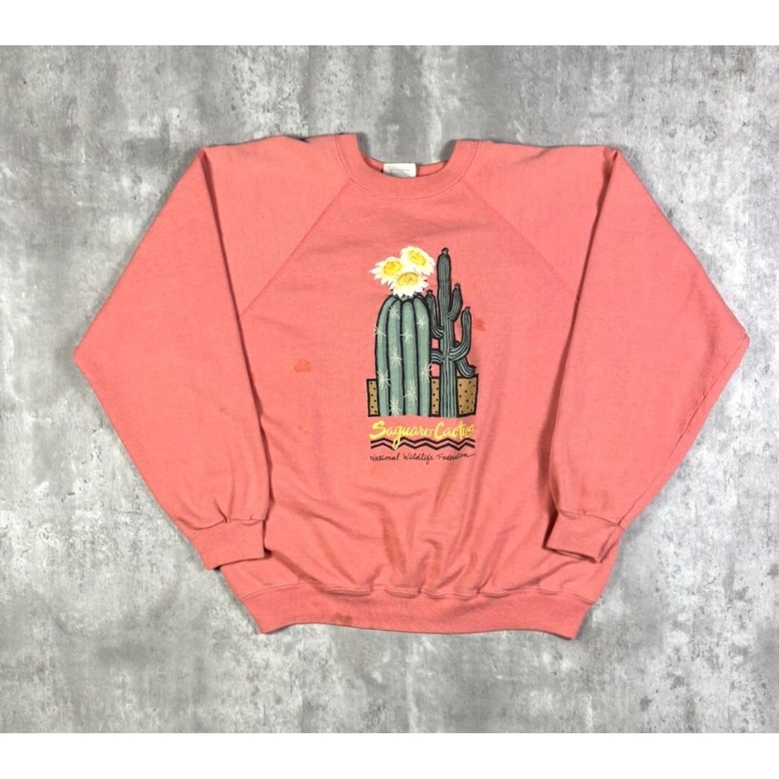 Vintage VINTAGE Cactus Sweatshirt Pink Womens XL Crew Neck Long Sleeve Hoodie Size XL / US 12-14 / IT 48-50 - 2 Thumbnail