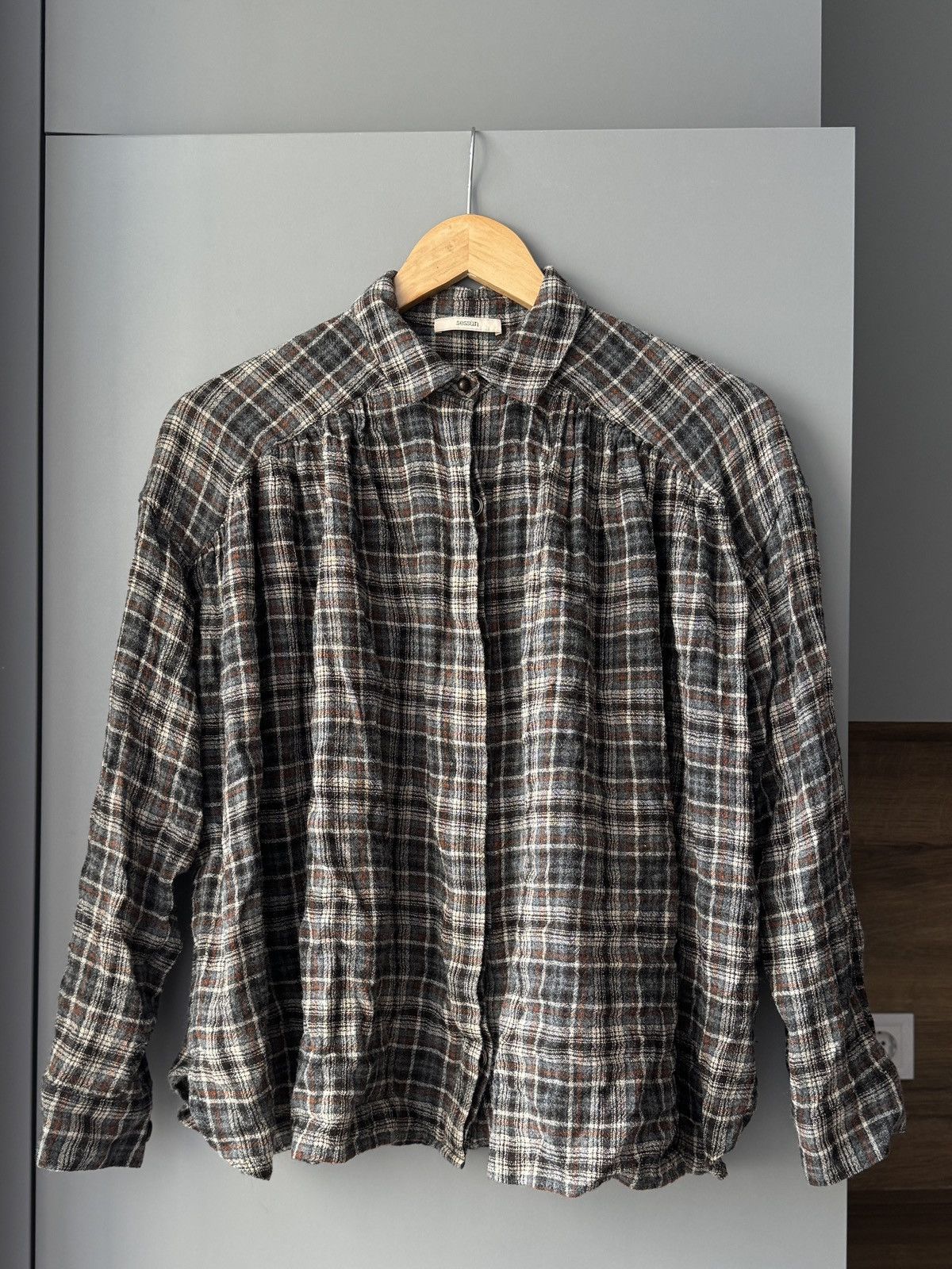 Sezane Sessùn Checkered Woll Blend Button Up Size S / US 4 / IT 40 - 3 Thumbnail