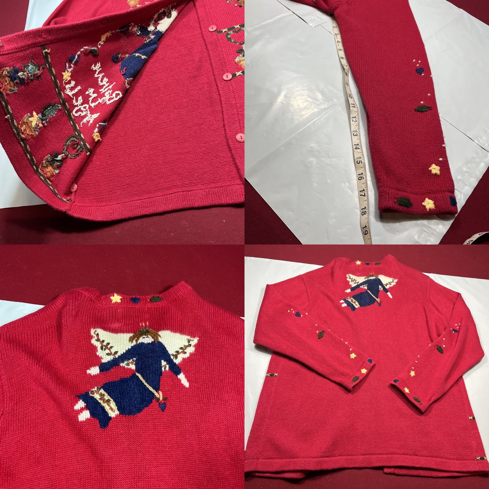 Quacker Factory VINTAGE Quacker Factory Red ANGELS CHRISTMAS Knit Cardigan Button Sweater Womens Lg Size L / US 10 / IT 46 - 9 Thumbnail