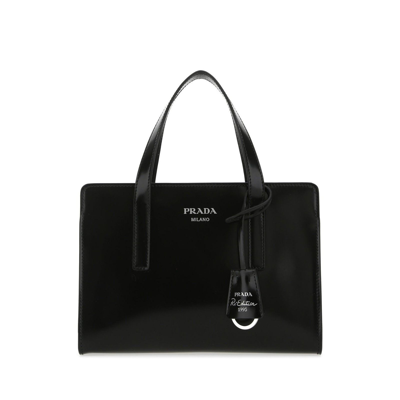 Prada PRADA Re-Edition 1995 Black Smooth Leather Top Handle Bag N Size ONE SIZE - 1 Thumbnail