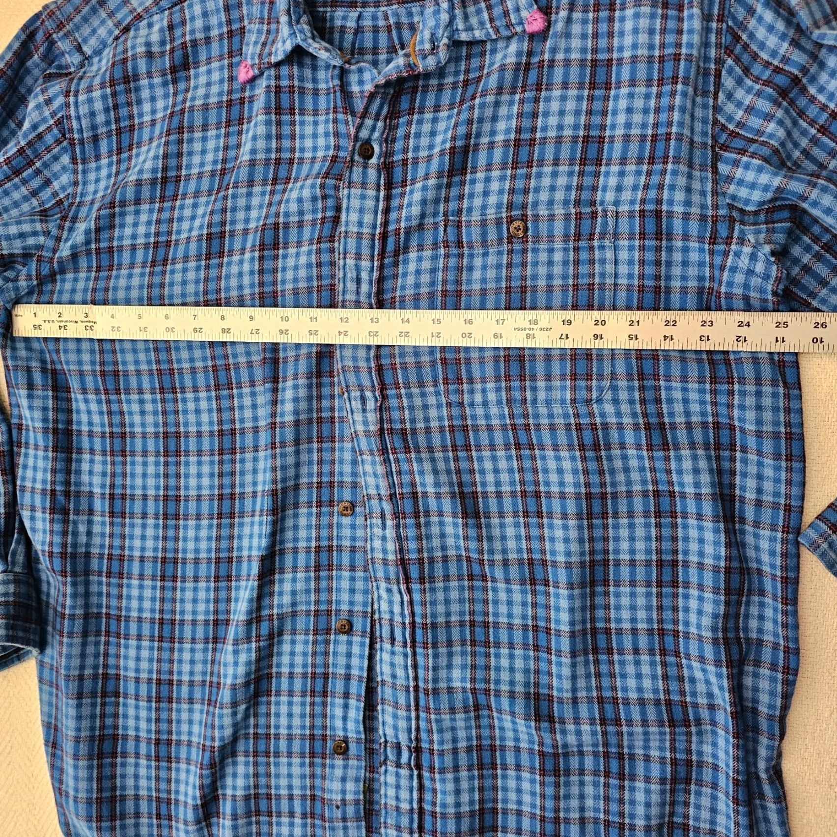 Orvis Orvis Flannel Shirt Mens XL Plaid Blue Button Up Pocket Heavyweight Suede Elbows Size US XL / EU 56 / 4 - 5 Thumbnail