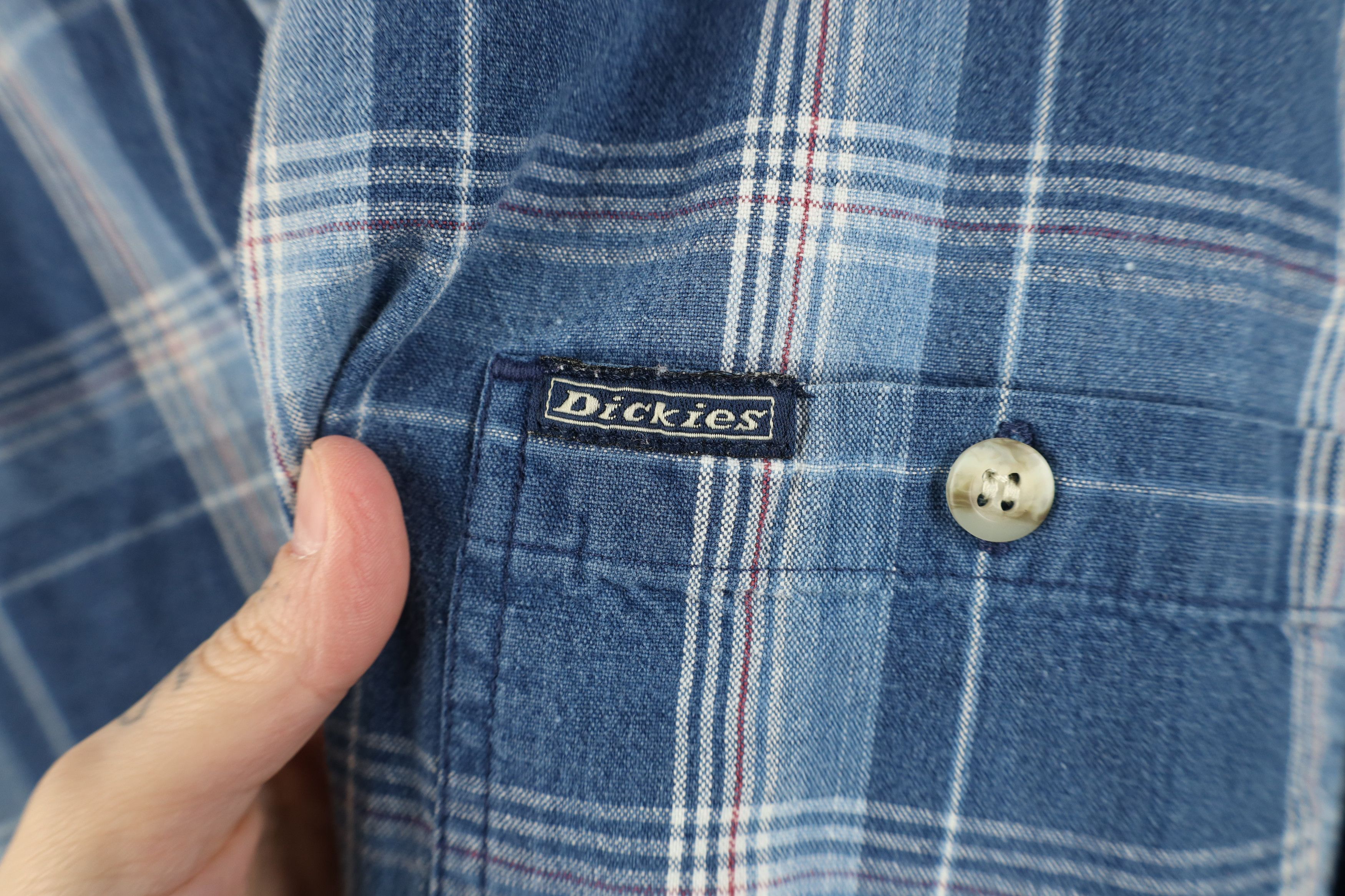 Dickies Vintage 90s Dickies Canvas Collared Button Shirt Blue Plaid Size US XXL / EU 58 / 5 - 4 Thumbnail