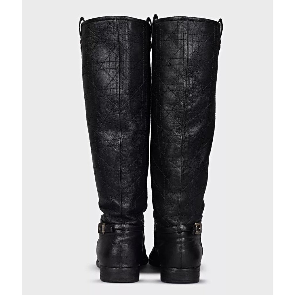Dior Christian Dior Quilted Flat Boots - Black Leather EU 37.5 Size US 6.5 / IT 36.5 - 4 Thumbnail