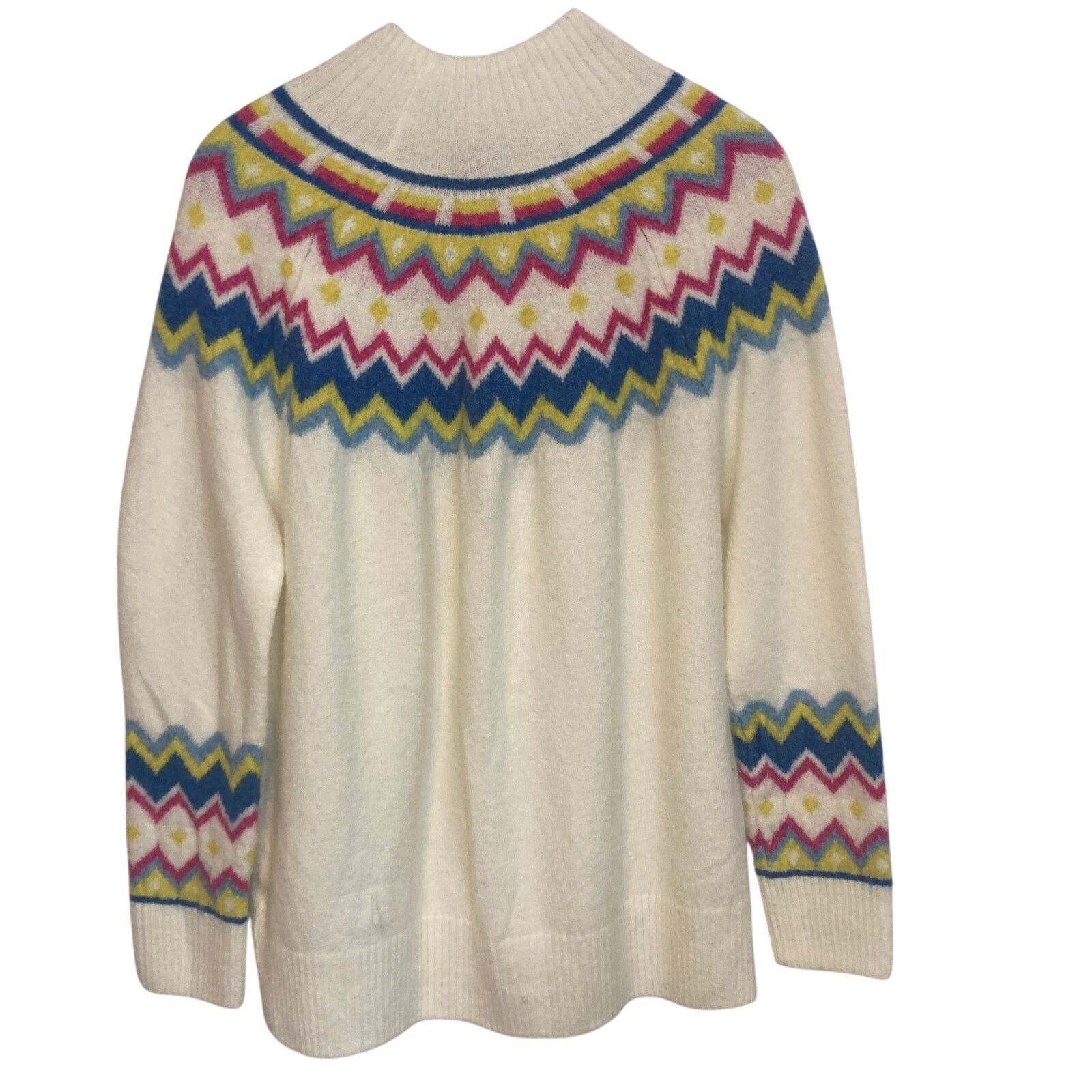 Vince Camuto Vince Camuto Ivory Fair Isle Cozy Winter Knit Sweater Size M / US 6-8 / IT 42-44 - 2 Thumbnail