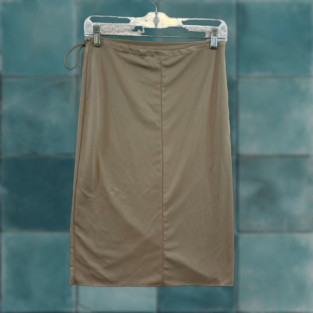 Vintage VINTAGE 90s Y2K Wrap Midi Skirt M Beige Slinky Boho Fairy Grunge Womens Size 32" / US 10 / IT 46 - 1 Thumbnail