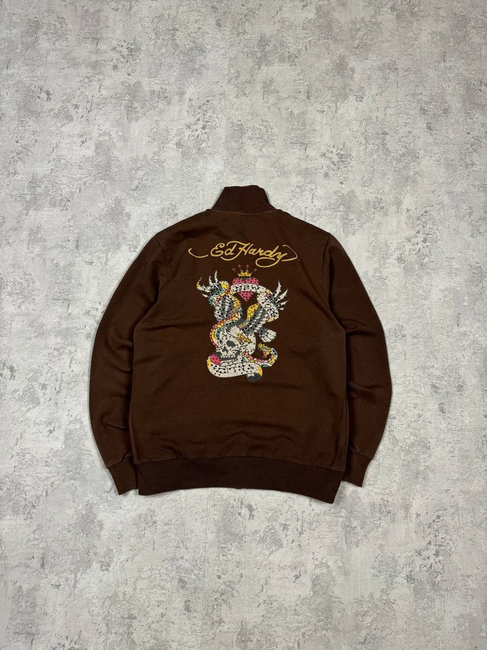 Ed Hardy Vintage Y2K Bedazzled Ed Hardy Brown Zip Up Sweatshirt Size M / US 6-8 / IT 42-44 - 6 Thumbnail