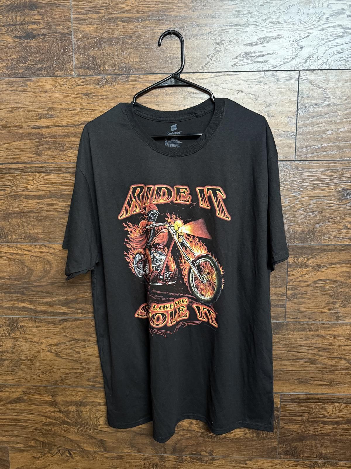 Hanes Biker Tee Ride it Like You Stole it Skeleton T-shirt 2XL Size US XXL / EU 58 / 5 - 1 Thumbnail