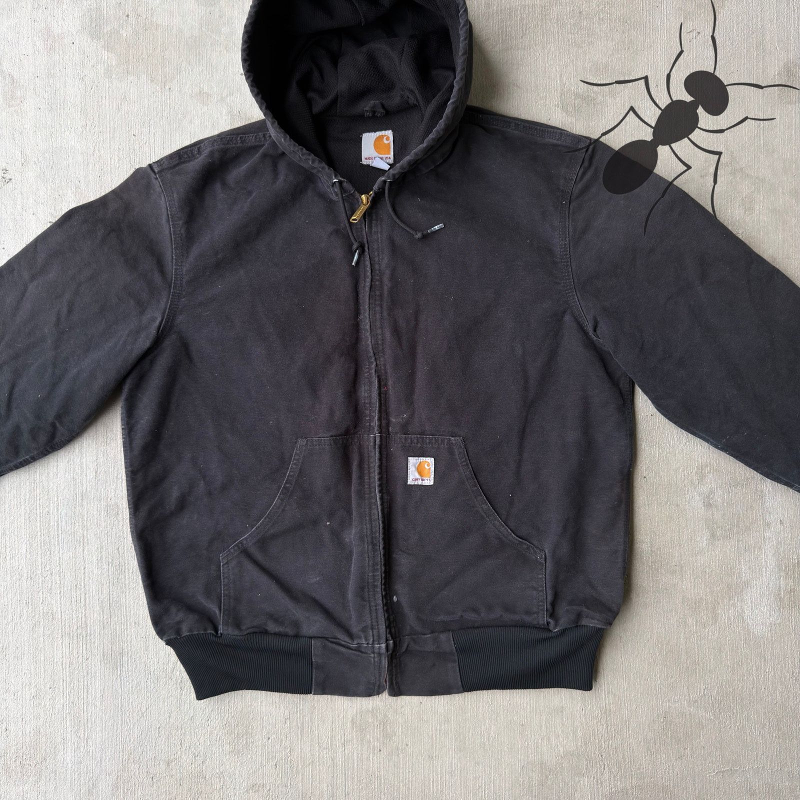 Carhartt × Vintage Carhartt black active hooded work wear jacket Size US M / EU 48-50 / 2 - 3 Thumbnail