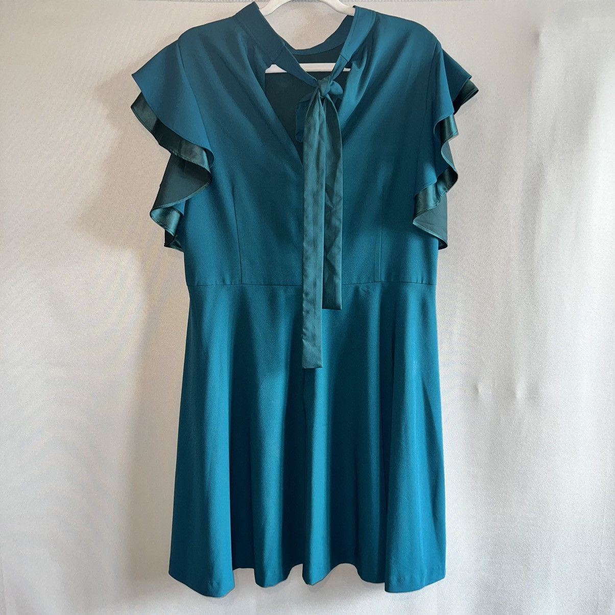 Other Chelsea28 Teal Ruffle Sleeve Fit & Flare Mini Dress Size 16 Size XXL / US 16-18 / IT 52-54 - 2 Thumbnail