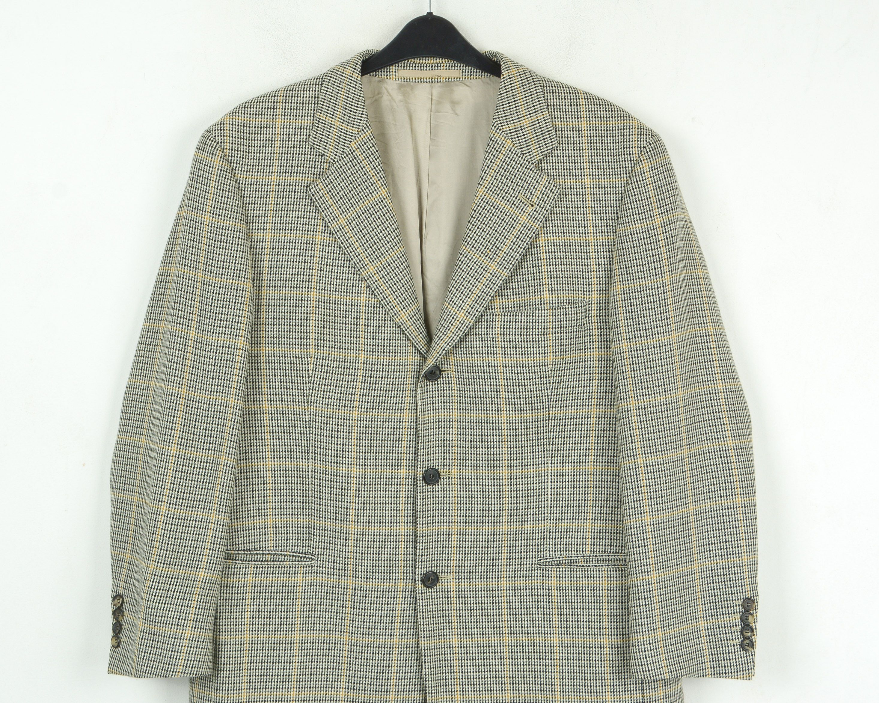 Hugo Boss Vintage Einstein UK 42 US Blazer Cashmere Coat Check Wool Size 42S - 2 Thumbnail