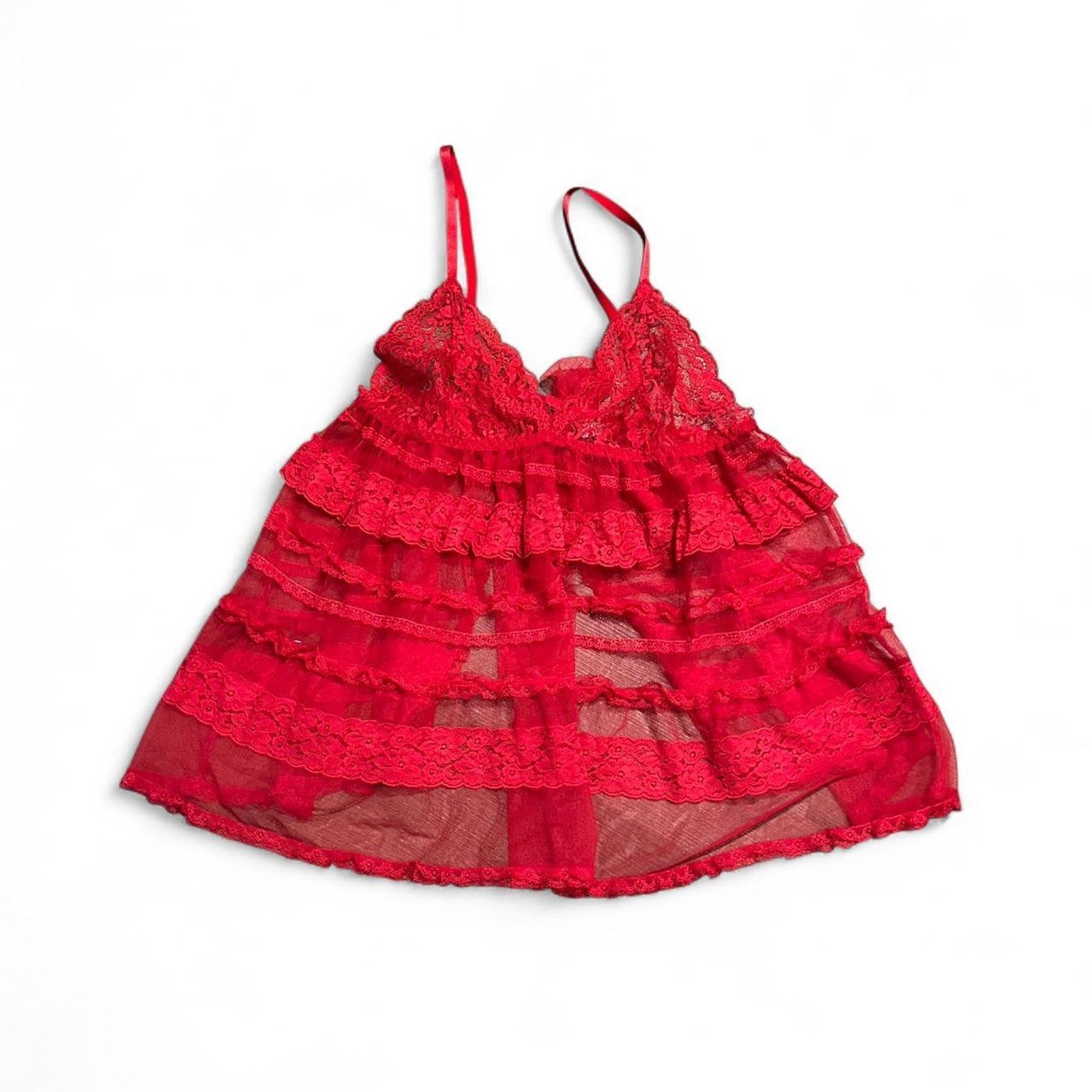 Victoria's Secret Red lace babydoll mesh lingerie Size L / US 10 / IT 46 - 1 Thumbnail