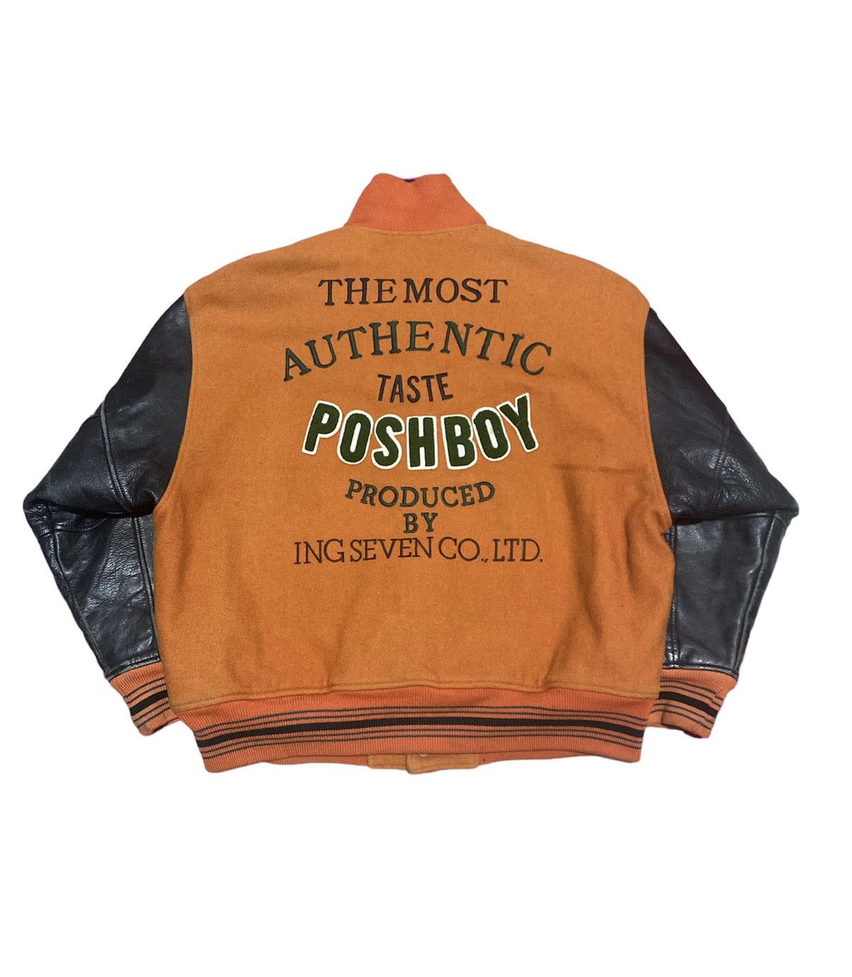 Japanese Brand 🔥SALE🔥Vintage 80s PoshBoy Varsity Jacket Leather Sleeve Size US M / EU 48-50 / 2 - 7 Thumbnail