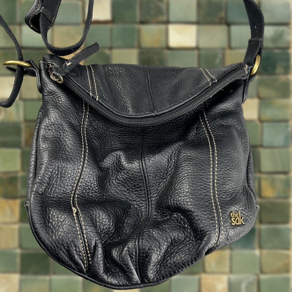 The Sak VINTAGE The Sak Leather Shoulder Bag Purse Black Women Medium Bag Casual Travel Workwear Satchel Women Size ONE SIZE - 1 Thumbnail