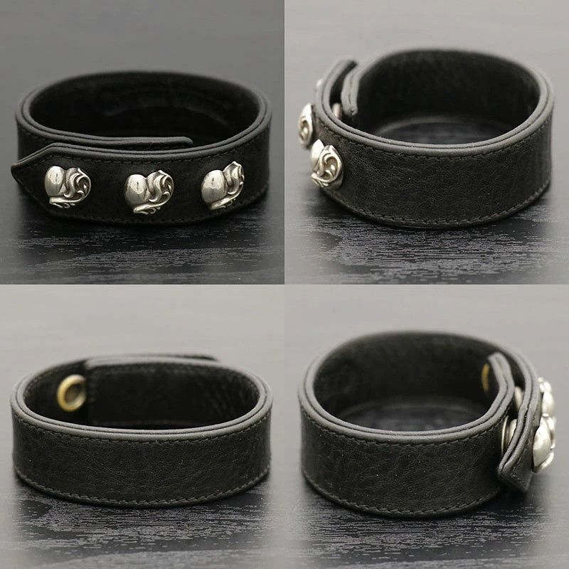 Chrome Hearts CHROME HEARTS 3 BUTTON 2 SNAP HEART LEATHER BRACELET Size ONE SIZE - 5 Thumbnail