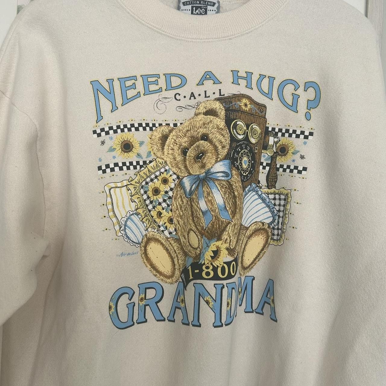 Lee × Vintage Vintage Grandma Teddy Bear Graphic Sweatshirt Size L / US 10 / IT 46 - 3 Thumbnail