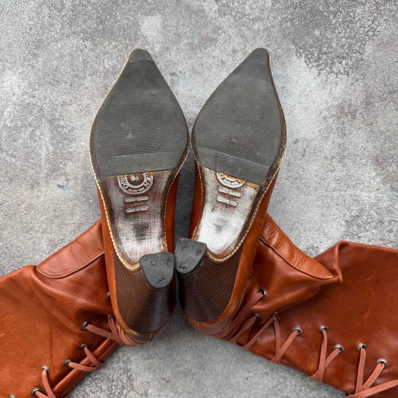 Dries Van Noten × Vintage Dries Van Noten Vero Cucio Vintage Leather Heel Boots Size US 7 / IT 37 - 20 Thumbnail