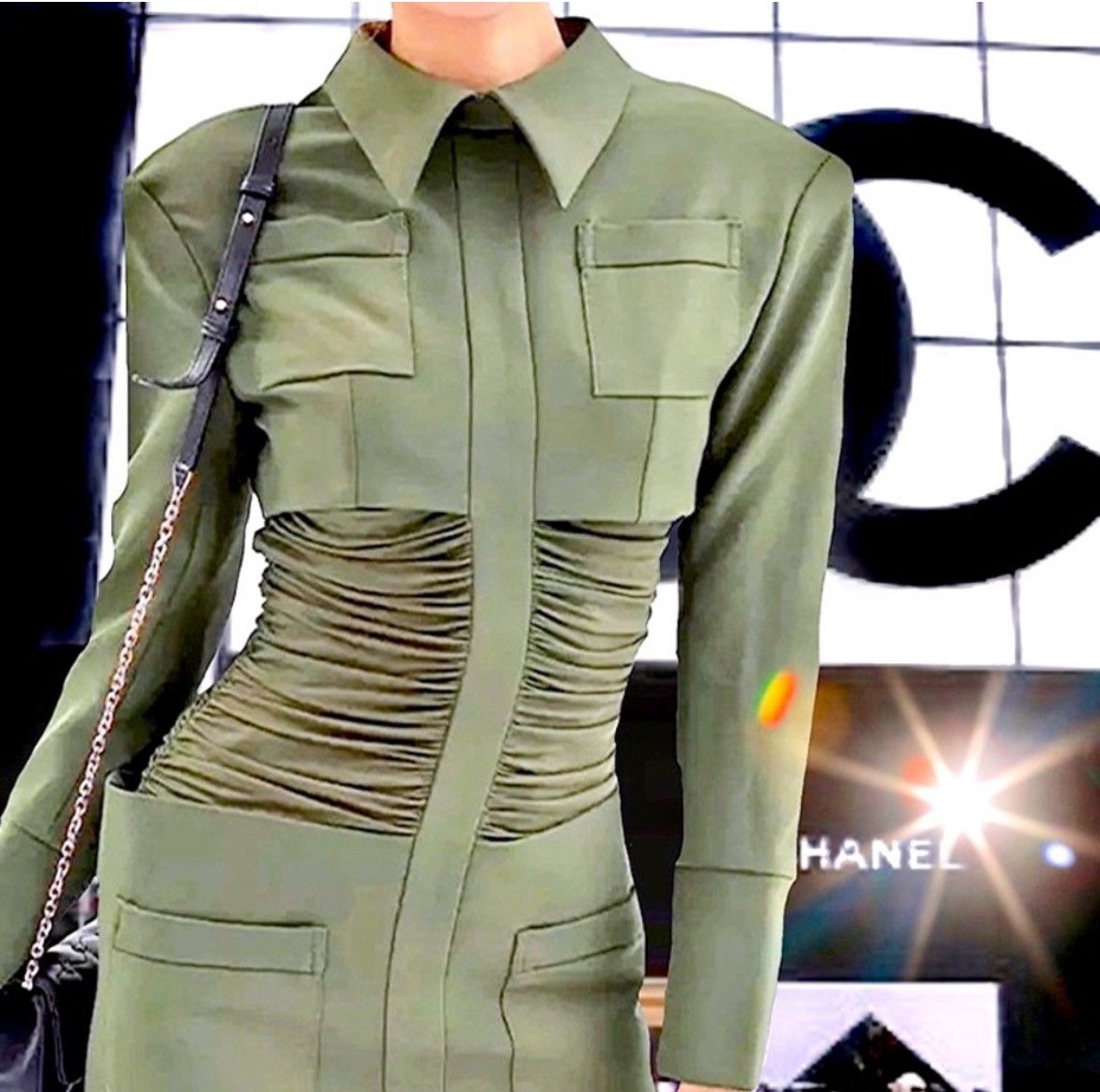 Designer × Other NWT, Lavishly Paris Designer Army Cape Designer Mini Dress. Size M / US 6-8 / IT 42-44 - 5 Thumbnail