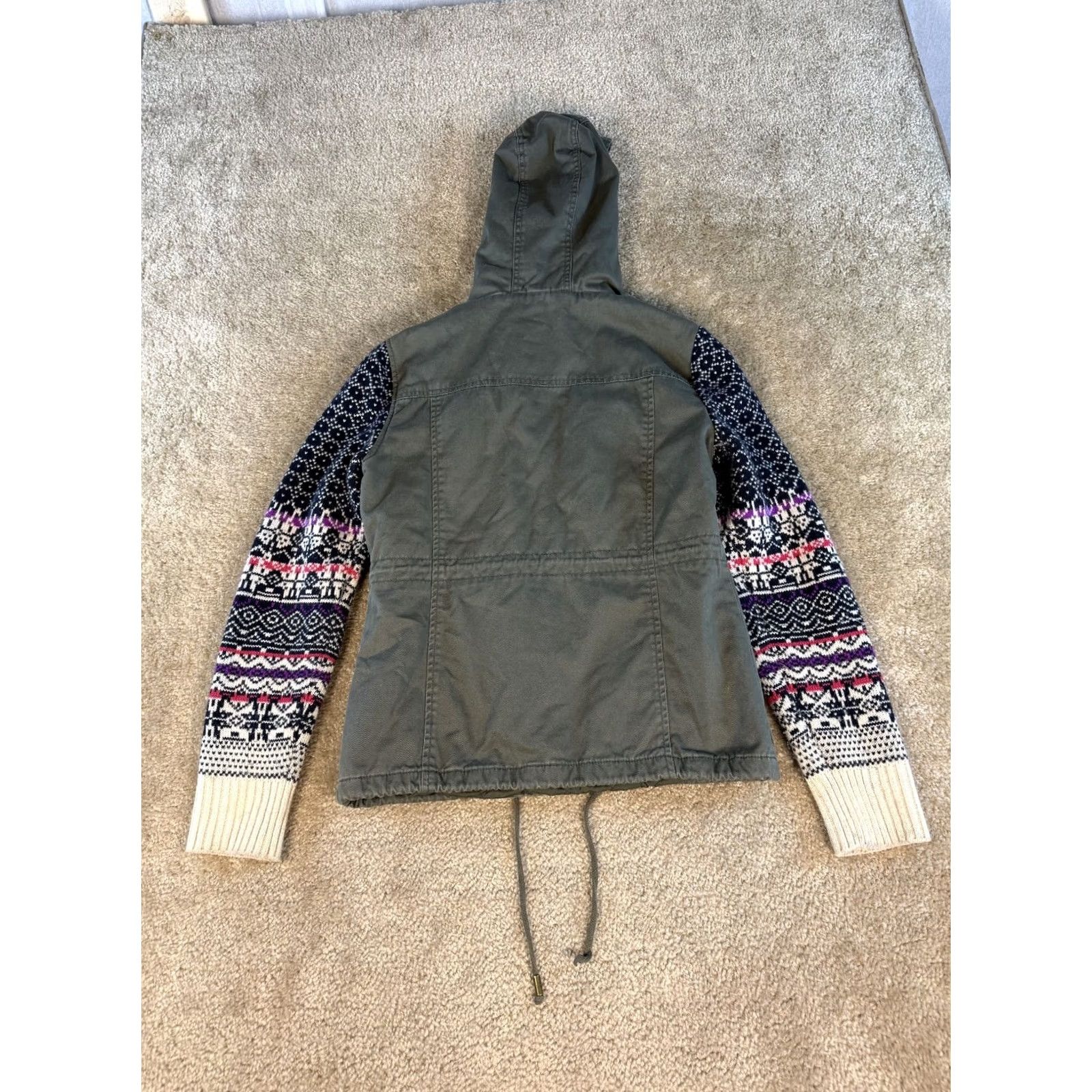 Vintage Aeropostale Womens Jacket Green Canvas Hooded Sweater Sleeves Cotton M Size M / US 6-8 / IT 42-44 - 7 Thumbnail