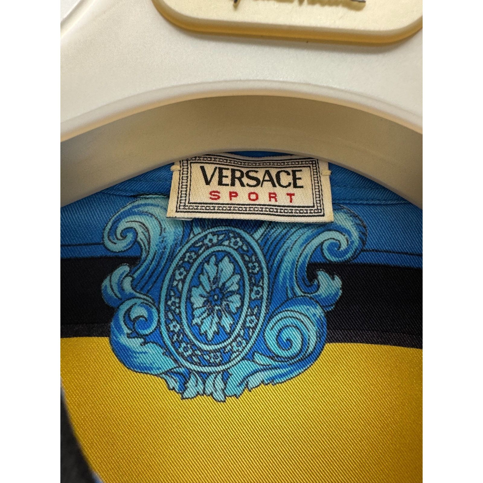 Vintage Versace Sport Silk Shirt Tennis Print 90s Size Large
