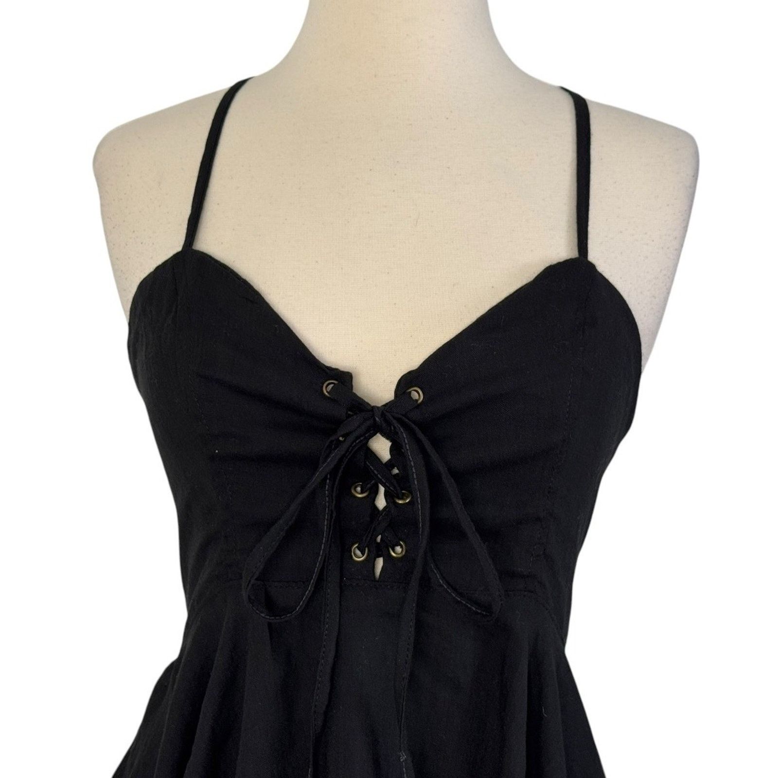 Other STELLA Lace Up Corset Mini Noni Dress Black Layered Ruffled Size ONE SIZE - 5 Thumbnail