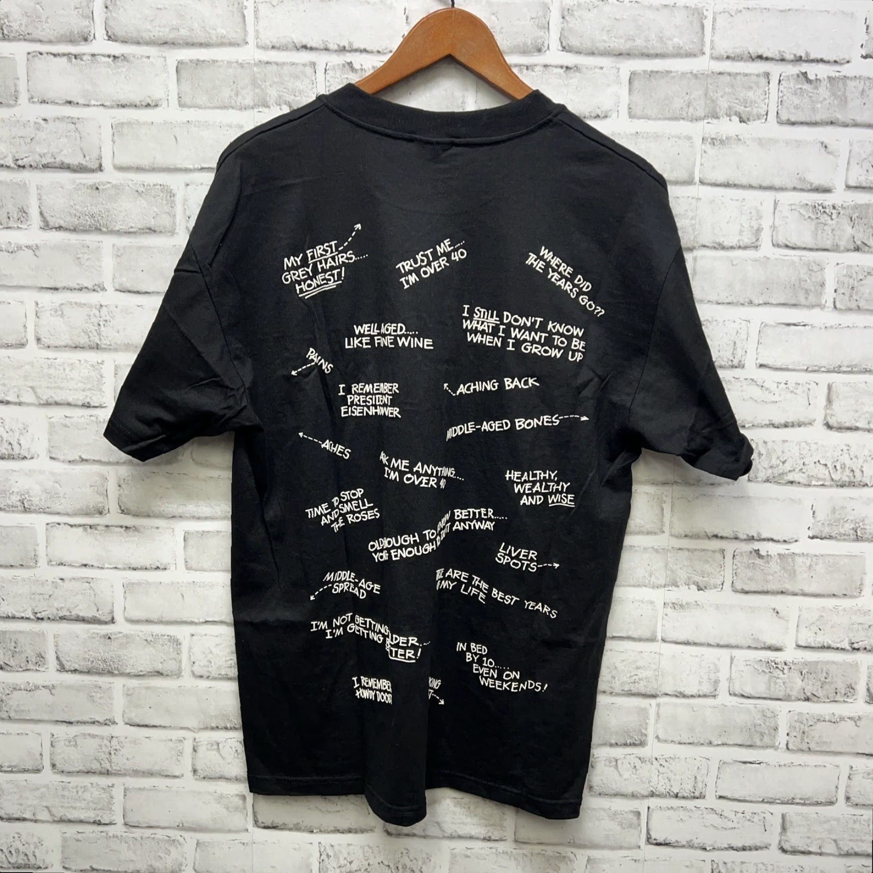 Hanes VINTAGE Hanes Heavy Weight Black T-Shirt Mens L Over The Hill! Size US L / EU 52-54 / 3 - 5 Thumbnail