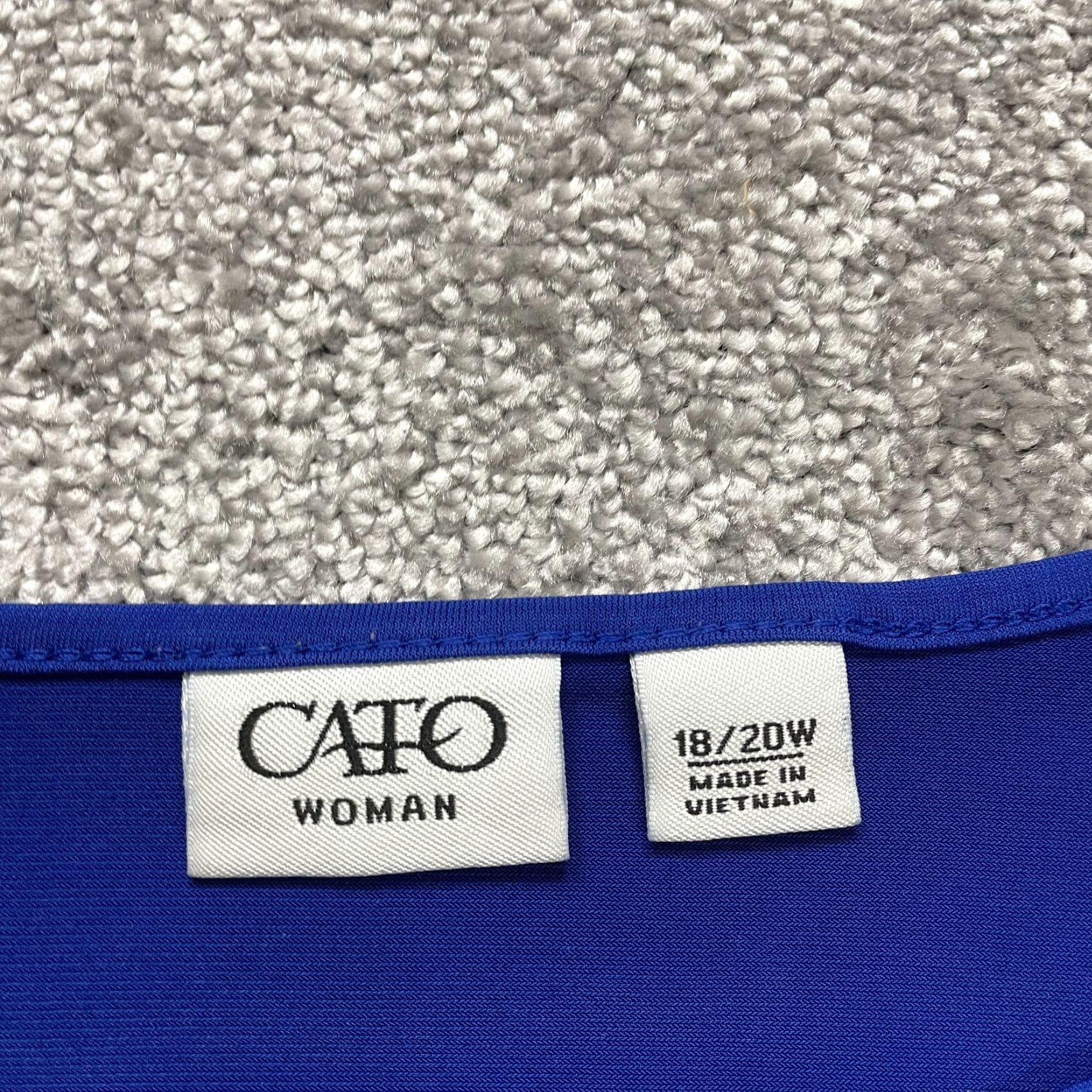 Vintage Cato Blouse Womens Plus 18/20W Royal Blue Key Hole Oversized Stretch Top Size 3XL / US 20-22 - 4 Thumbnail