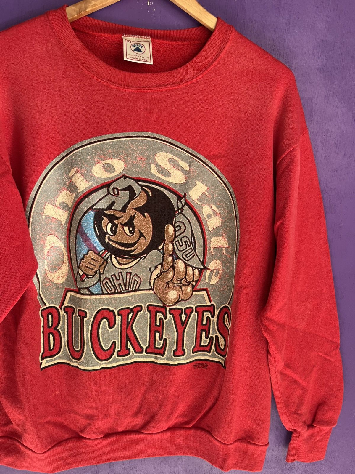 Vintage Vintage 90s Ohio state buckeyes mascot logo sweatshirt Size US L / EU 52-54 / 3 - 3 Thumbnail